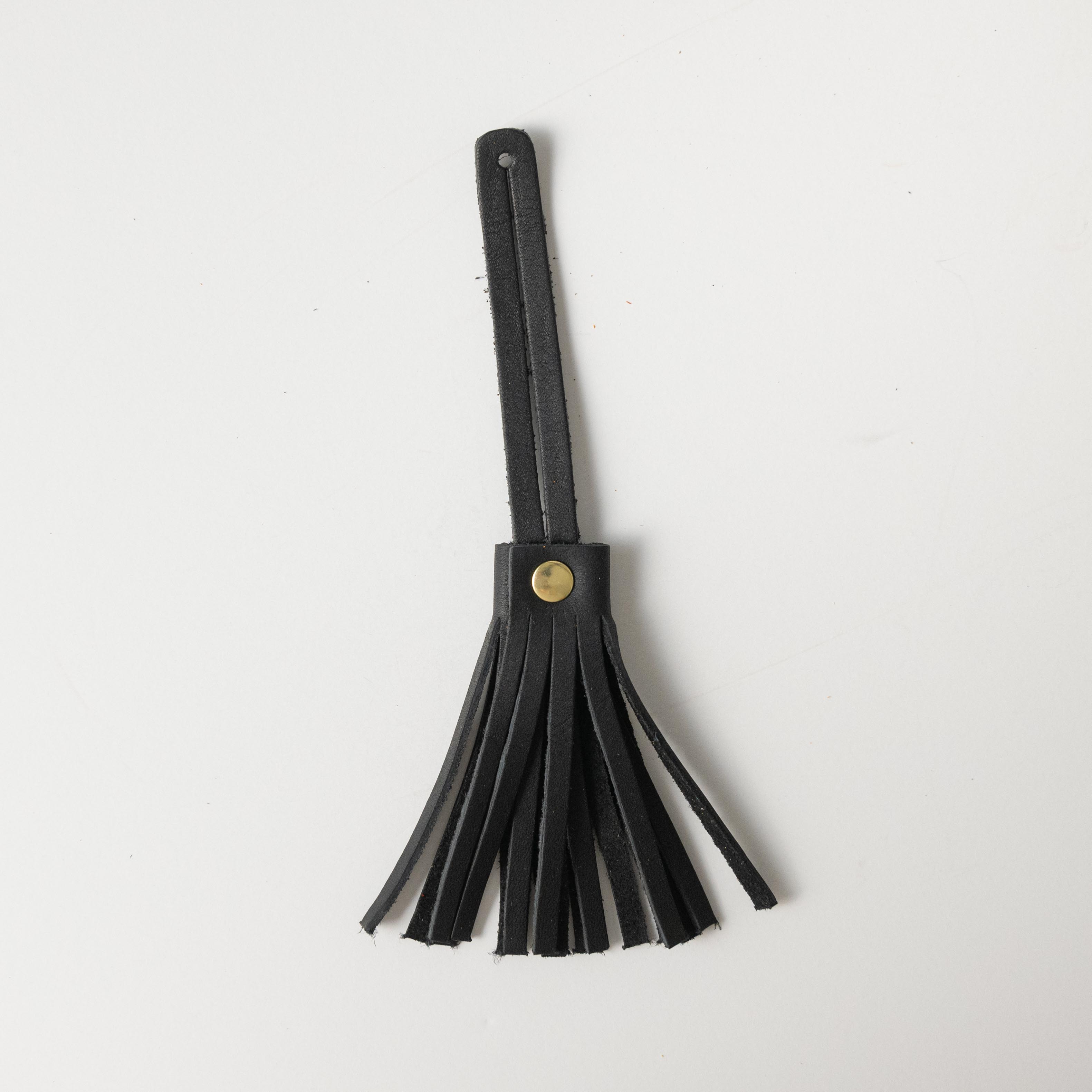 Black Cypress Leather Tassel- leather tassel keychain - KMM & Co.