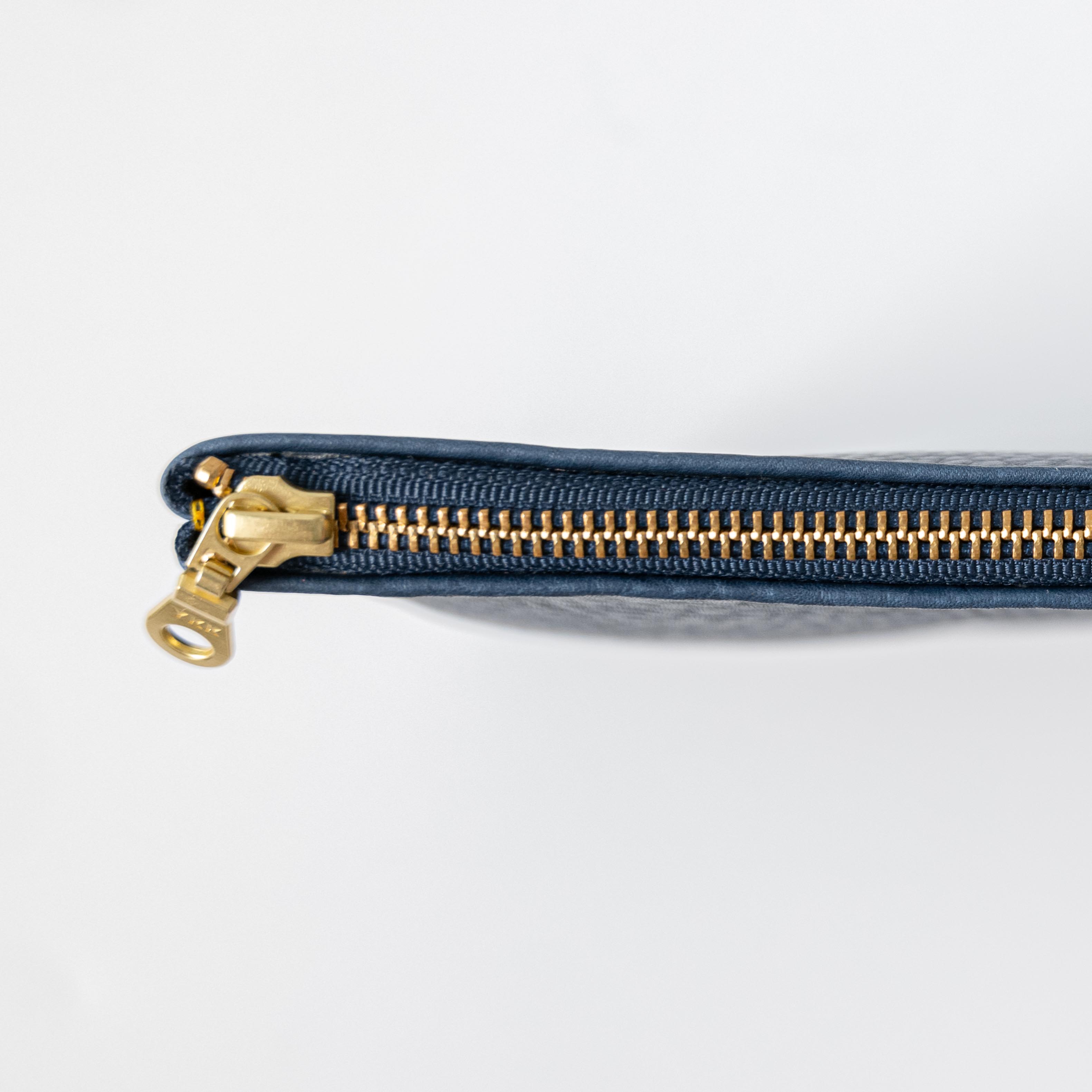 Blue Cypress Small Zip Pouch- small zipper pouch - leather zipper pouch - KMM & Co.