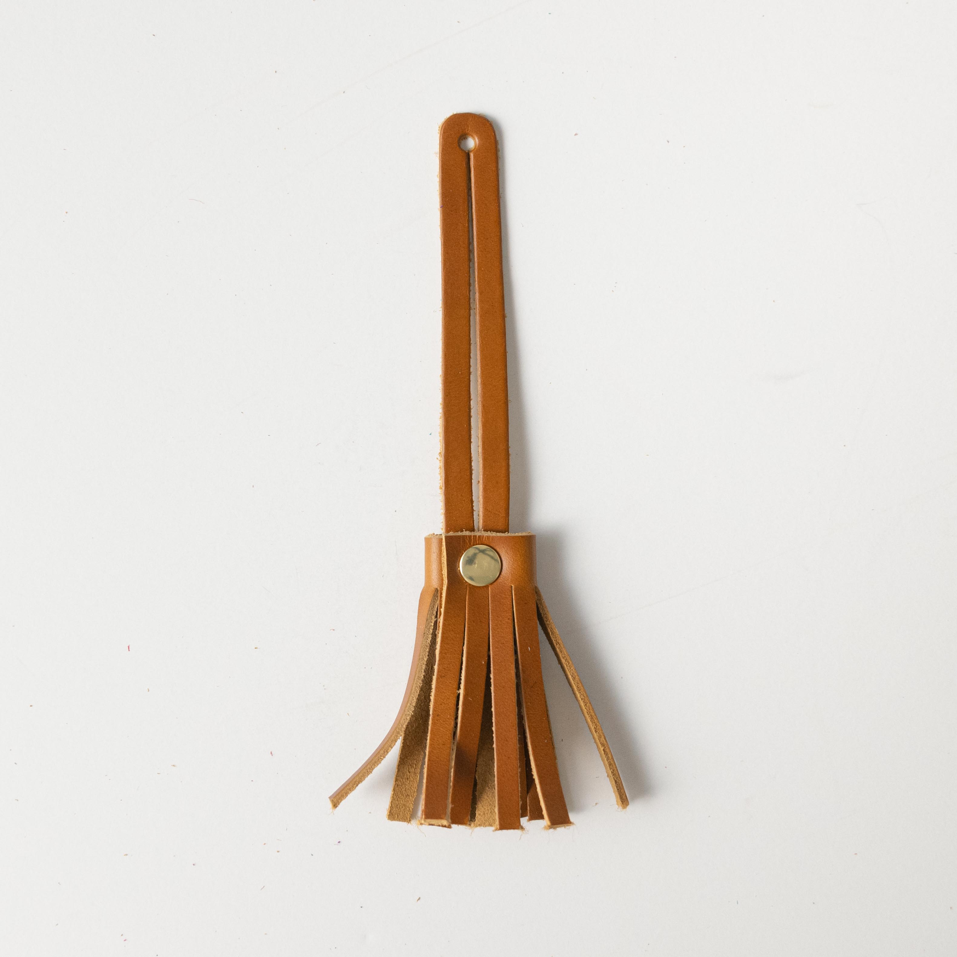 Cognac Heritage Mini Tassel- leather tassel keychain - KMM & Co.