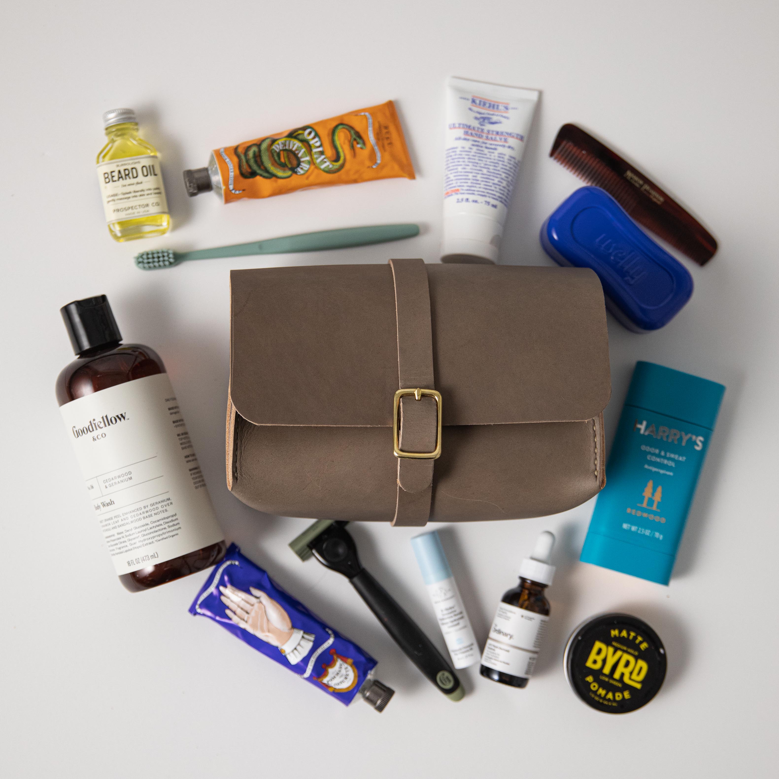 Grey Dopp Kit- mens toiletry bag - KMM & Co.