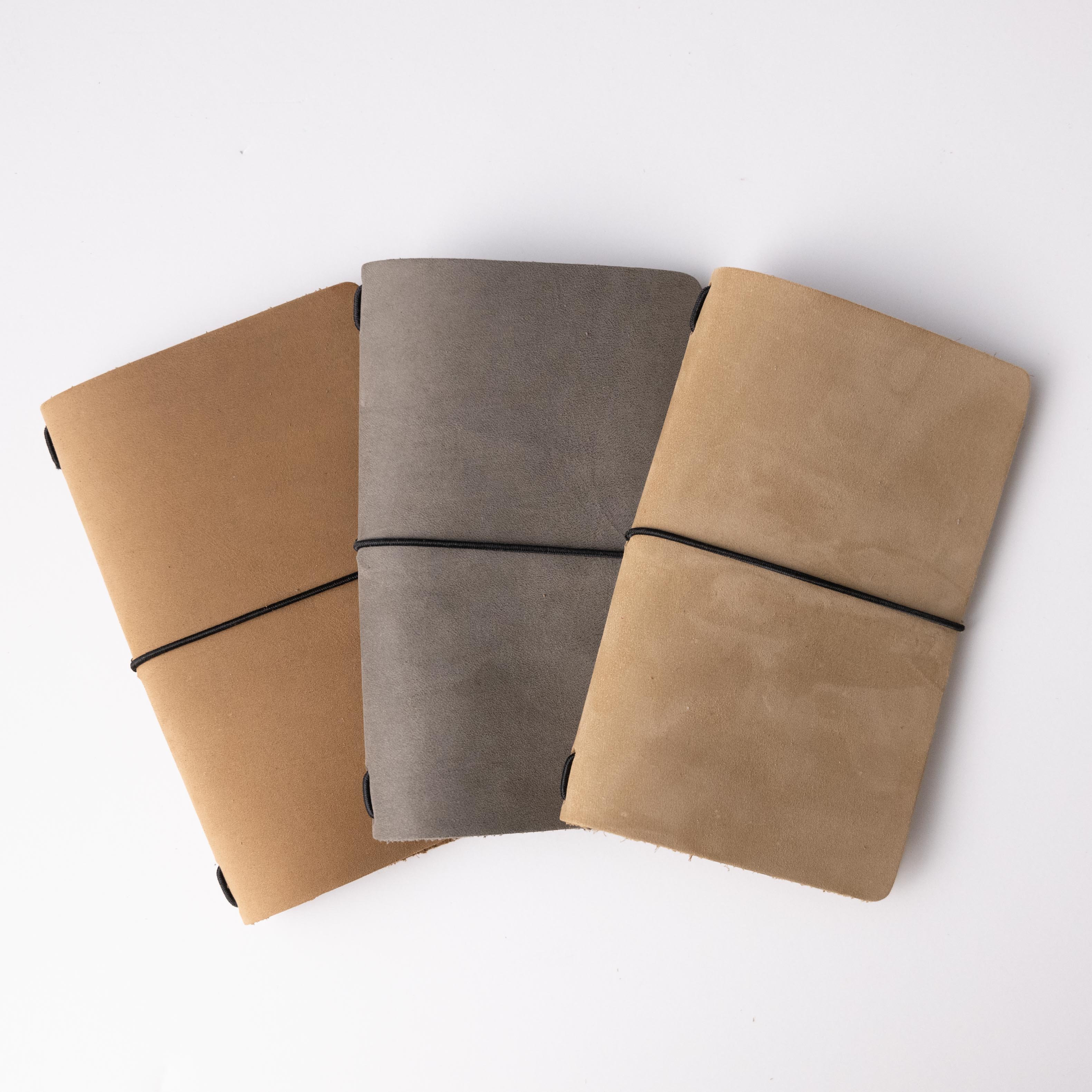 Grey Suede Travel Notebook- leather journal - leather notebook - KMM & Co.