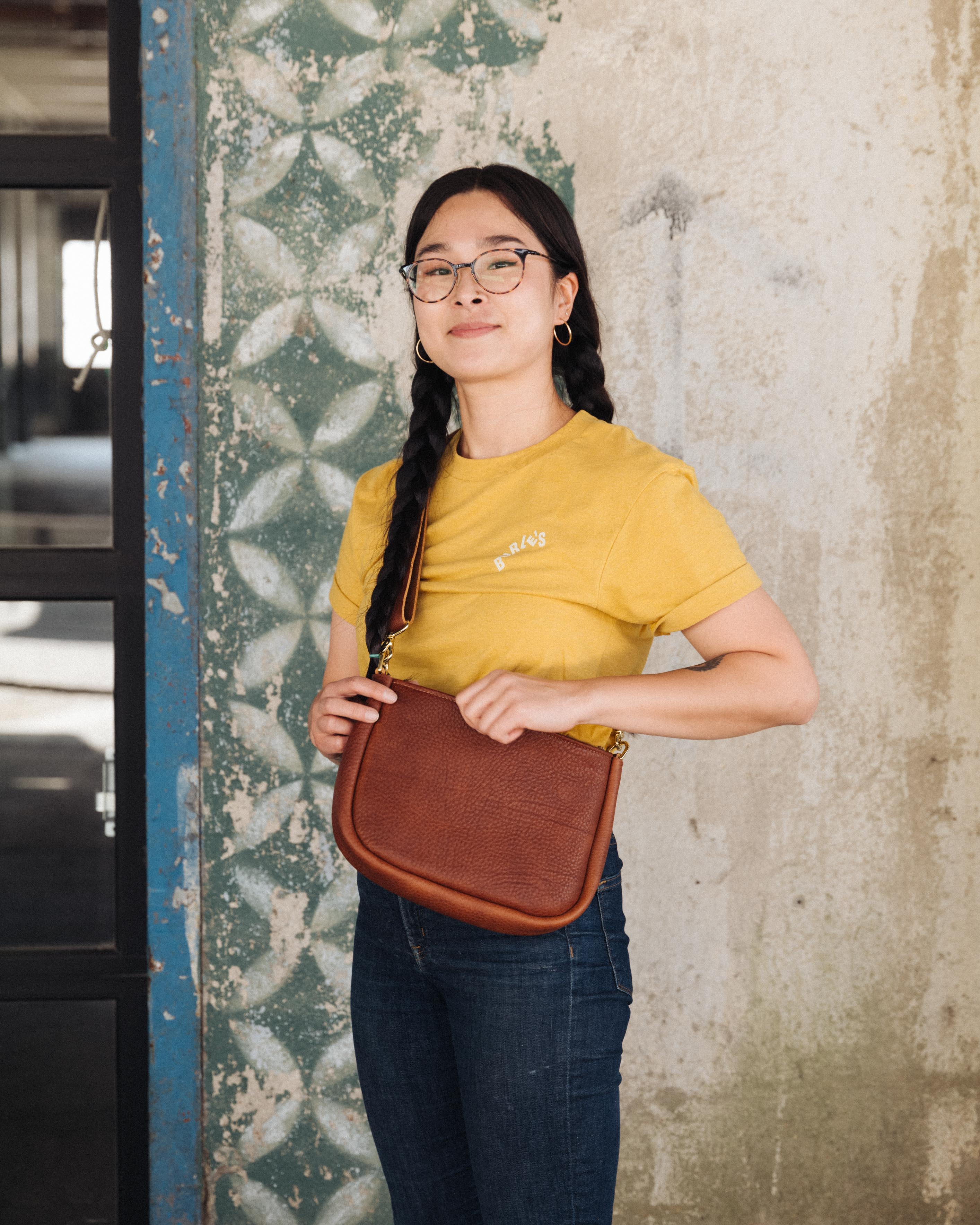 Leather Roulette Medium Crossbody Bag