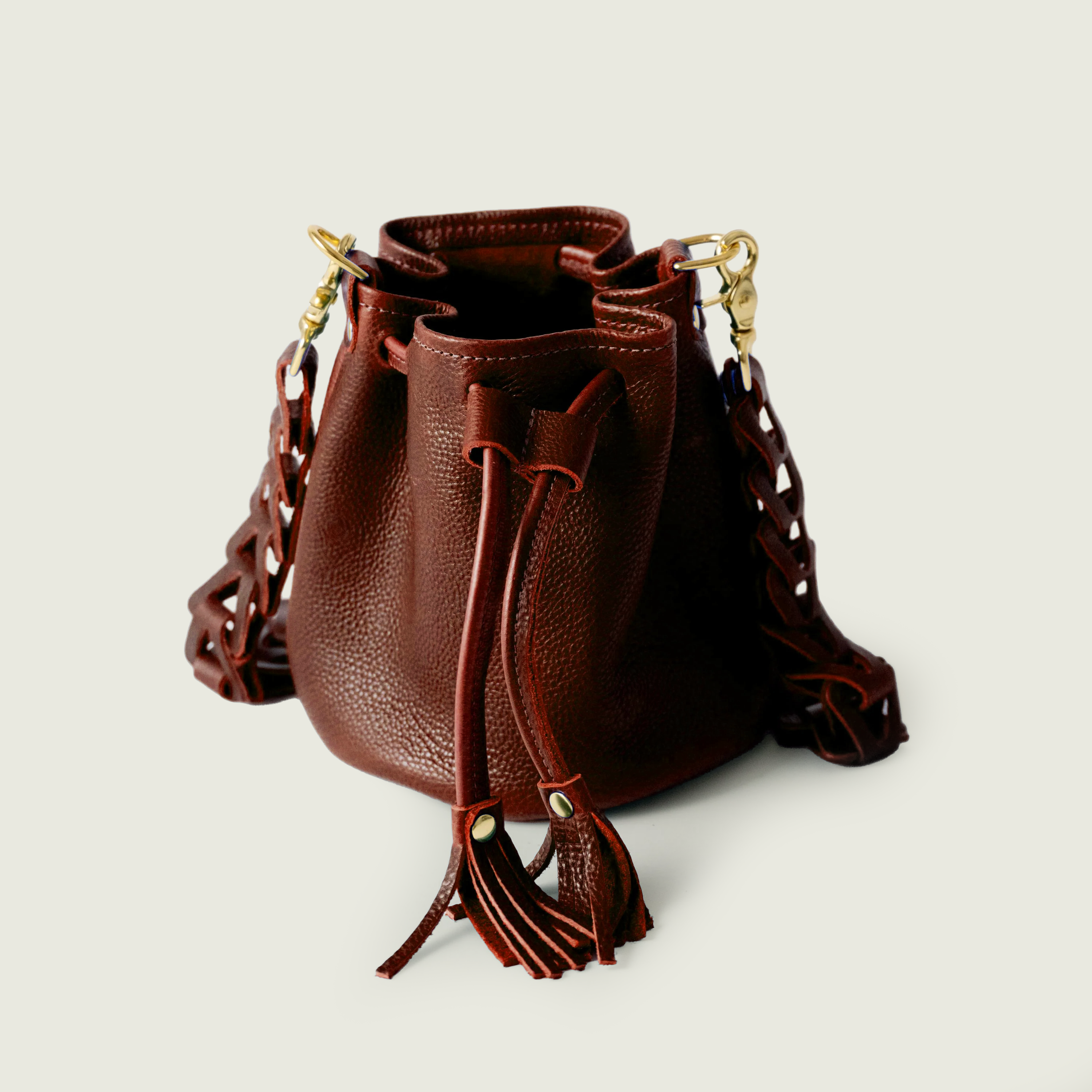 Dark Cherry Bulldog Mini Bucket Bag