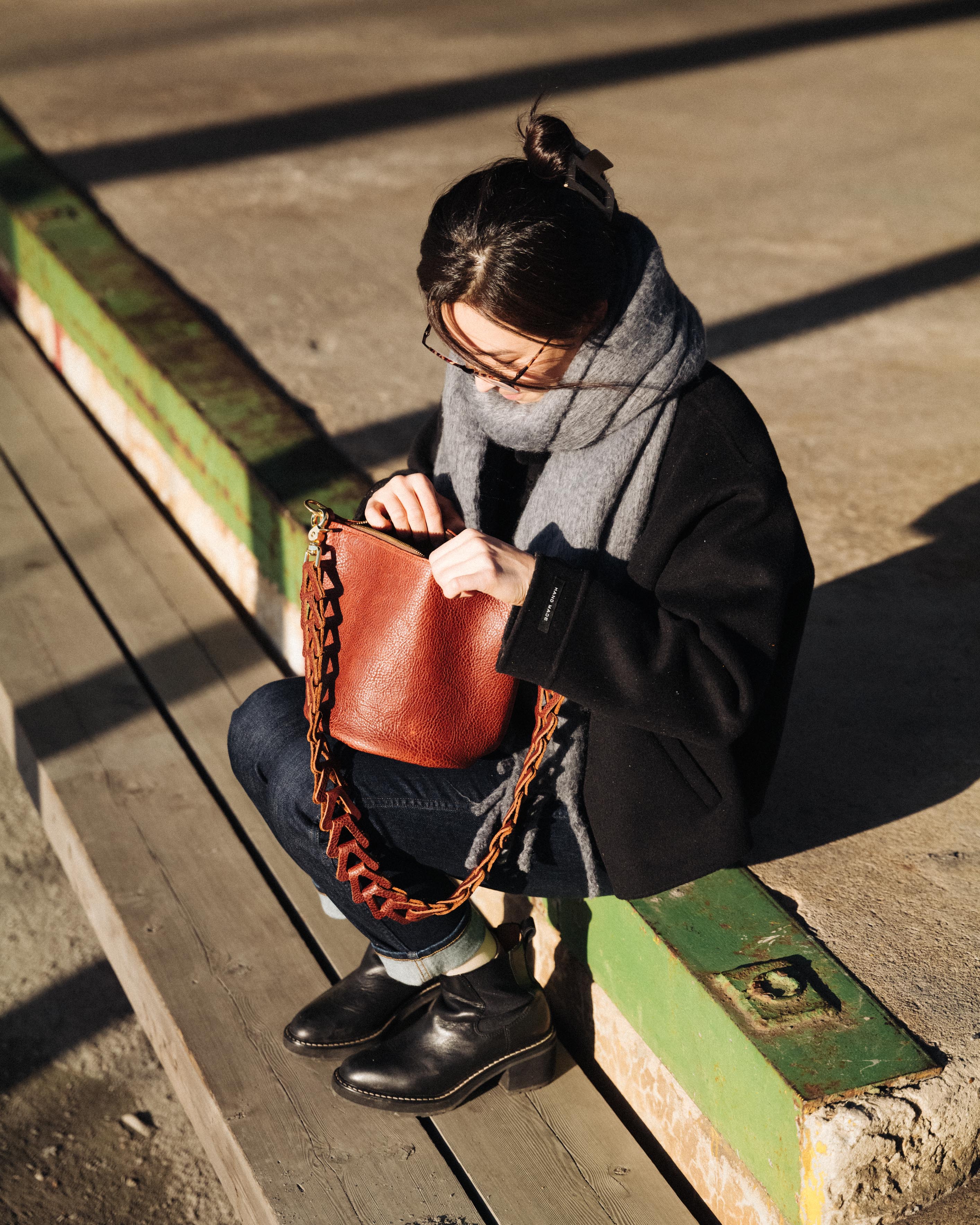 Pumpkin Bulldog Mini Zip-Top Bucket Bag