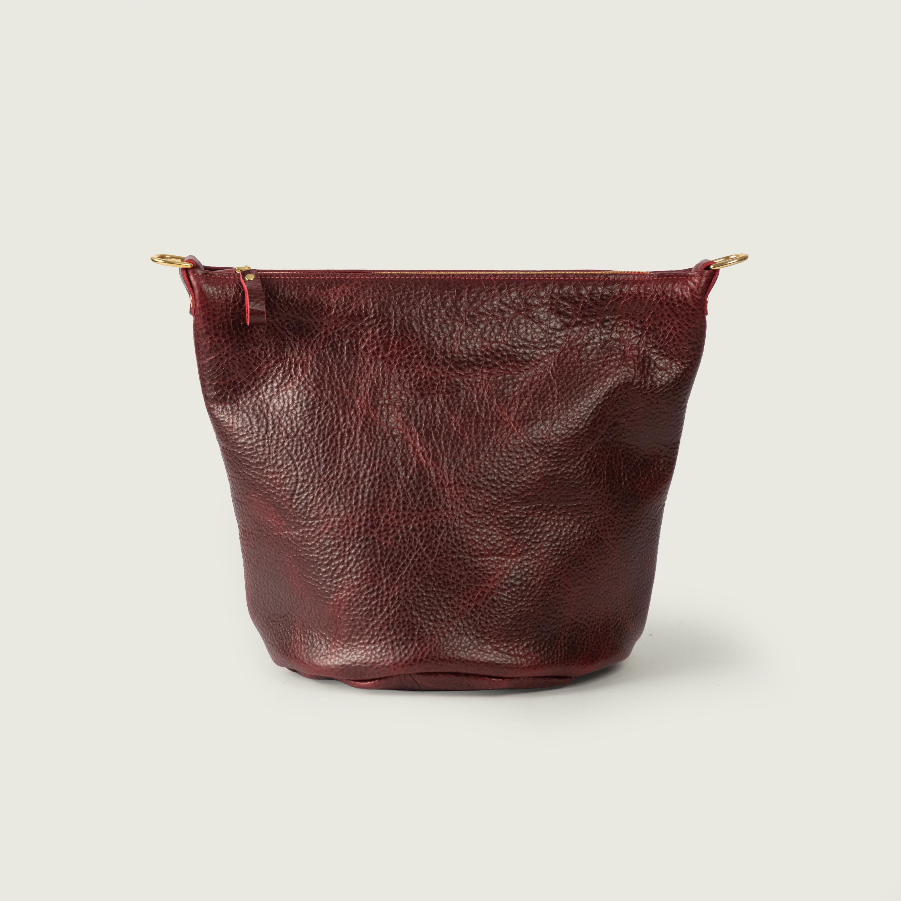 Dark Cherry Bulldog Mini Zip-Top Bucket Bag