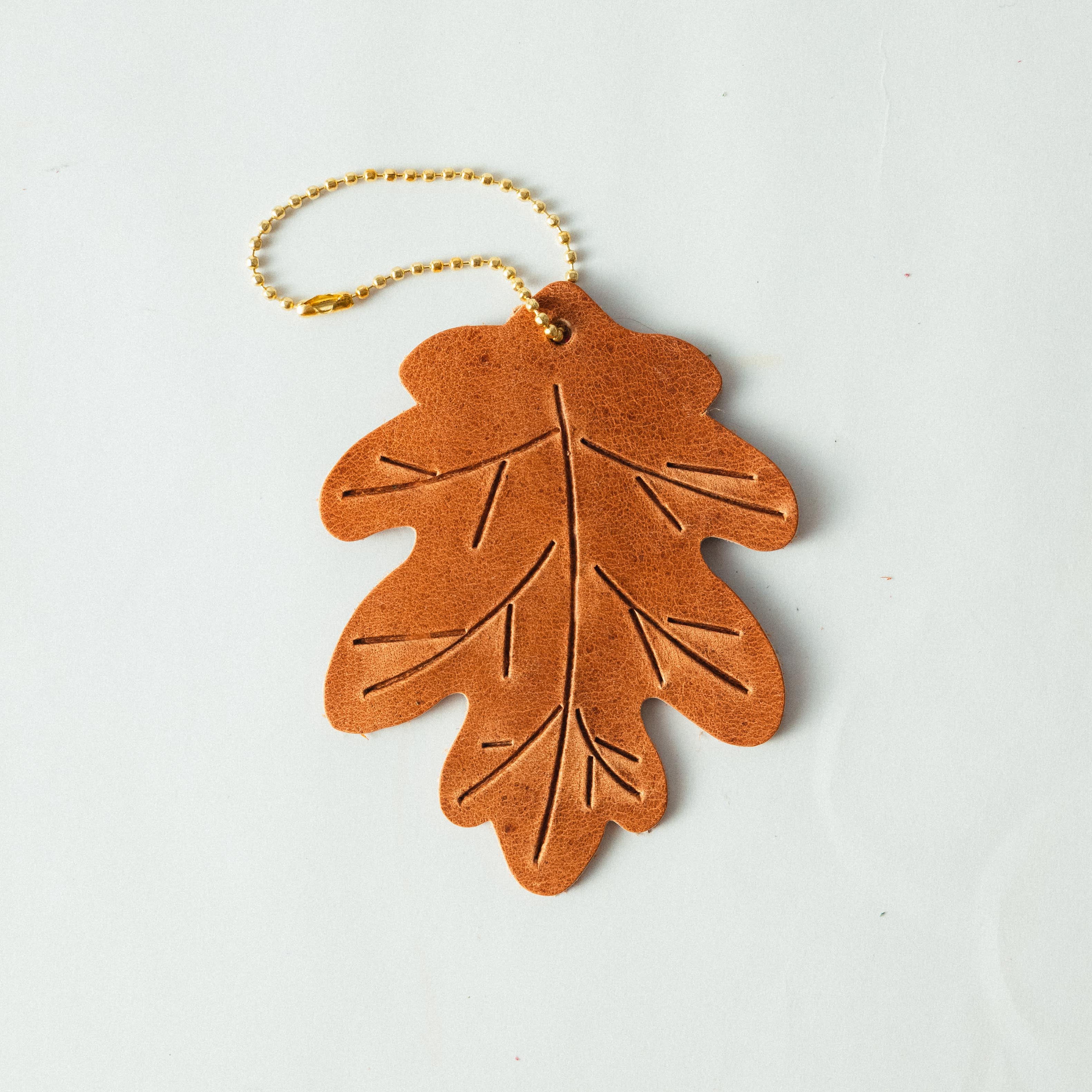 Leather Oak Leaf Charm