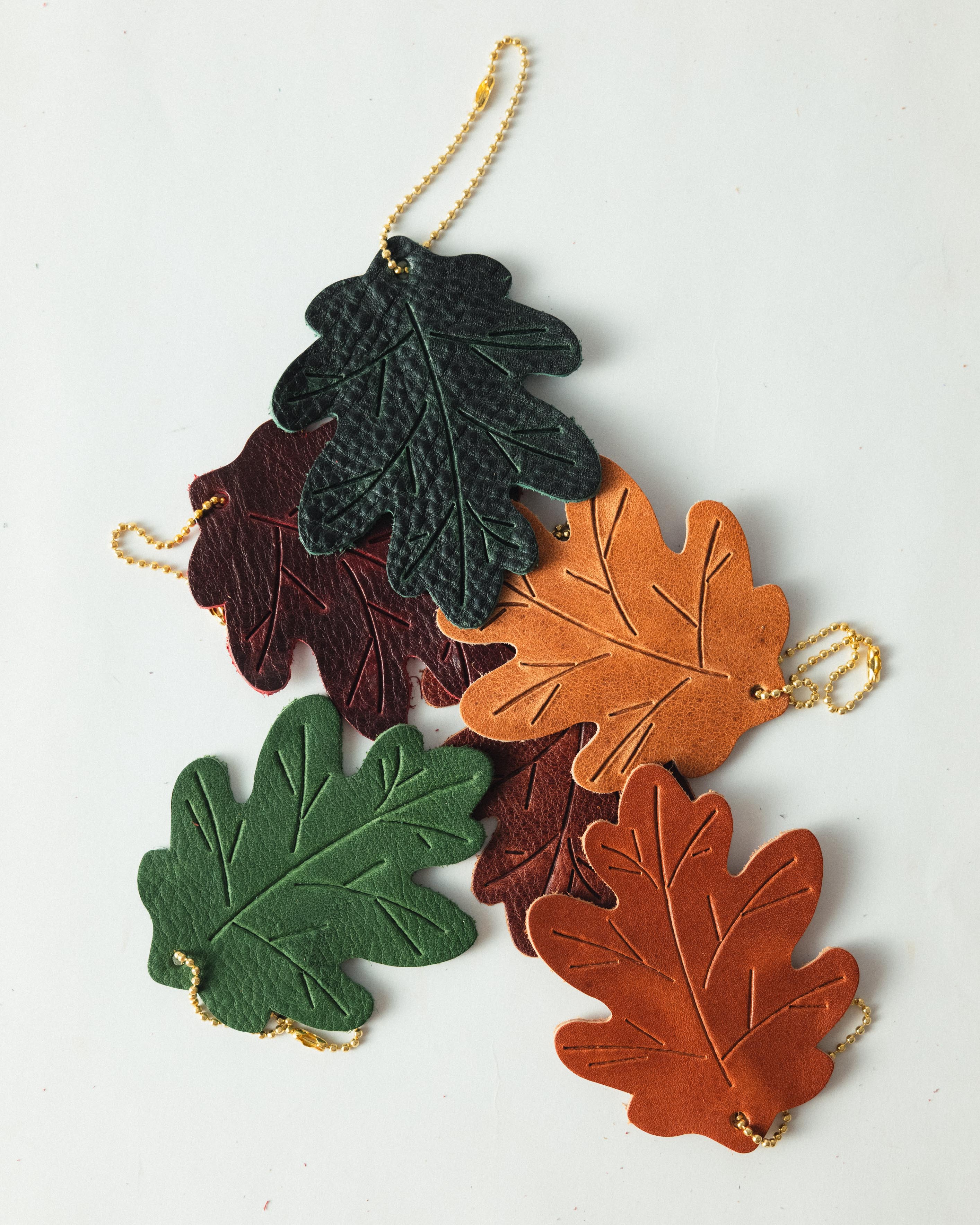 Leather Oak Leaf Charm