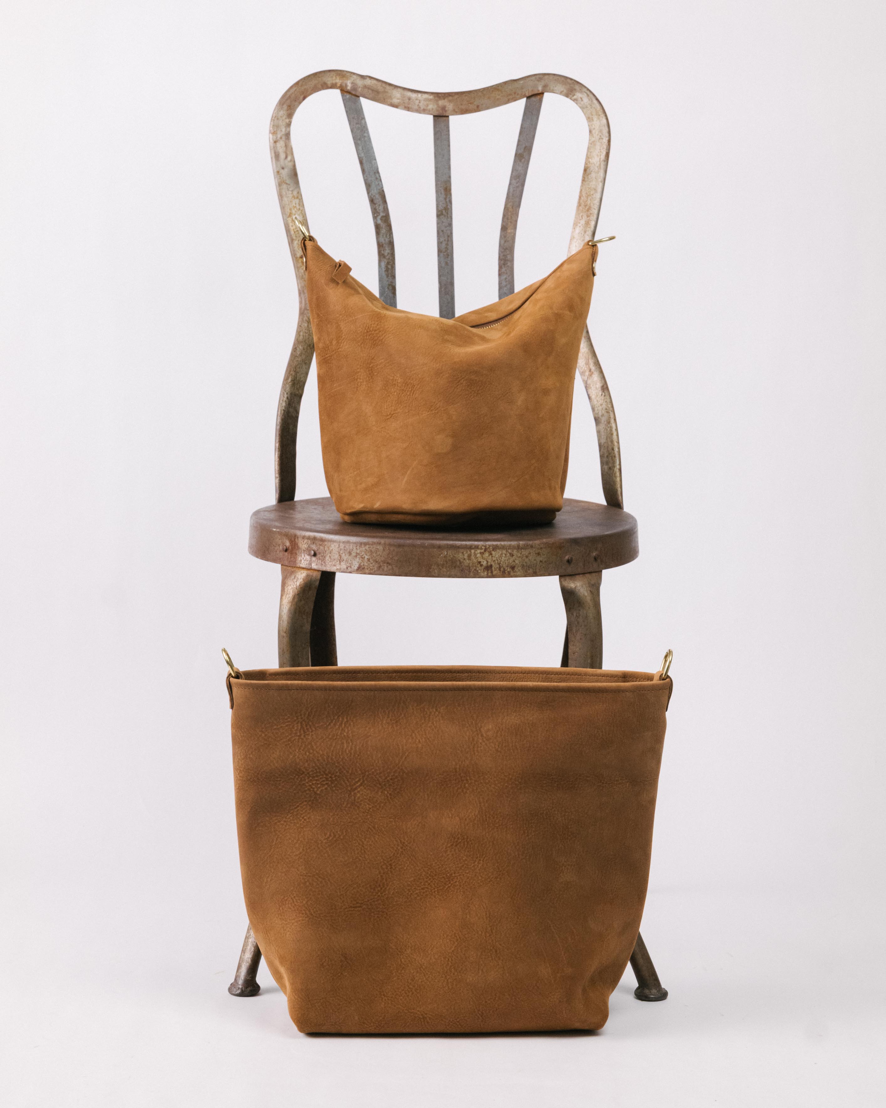 Tan Nubuck Crossbody Tote
