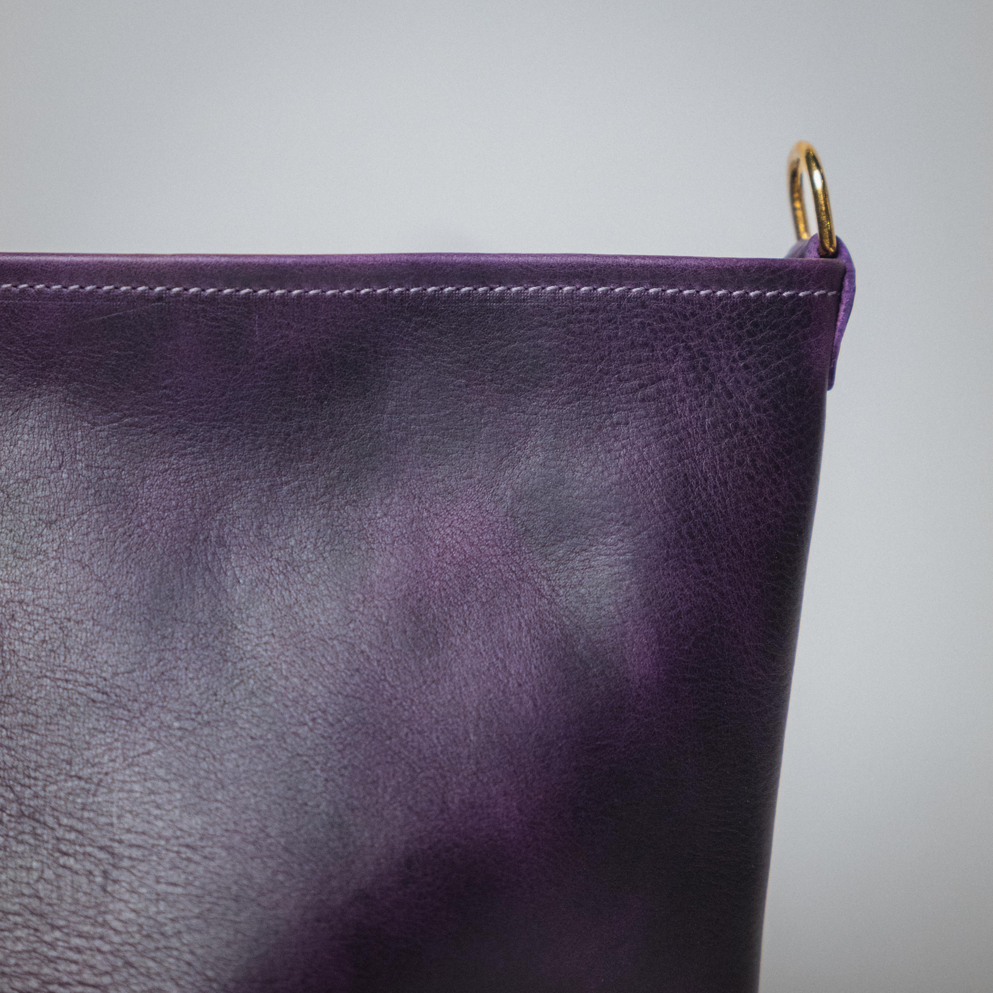 Purple Bulldog East West Crossbody Tote