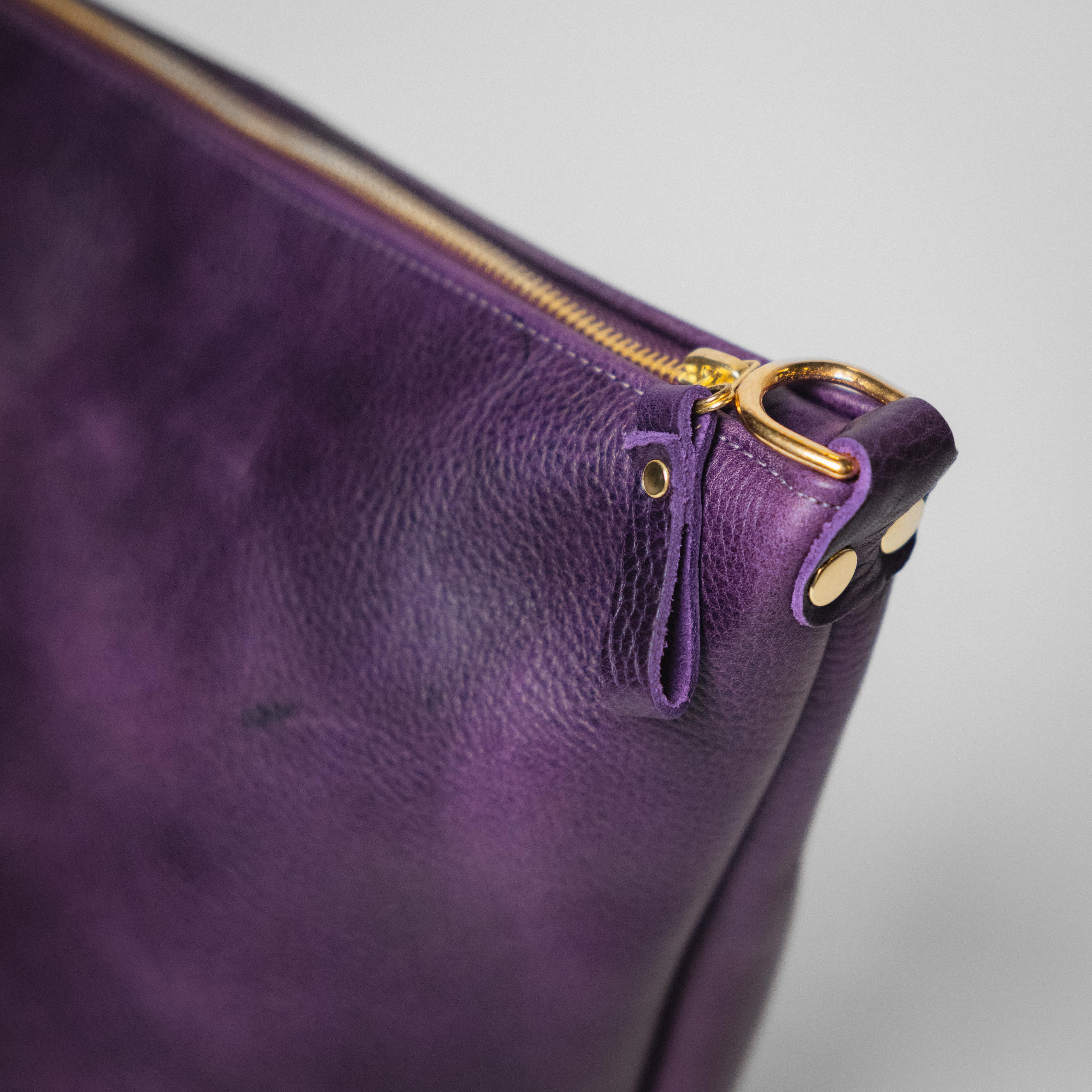 Purple Bulldog Mini Zip-Top Bucket Bag