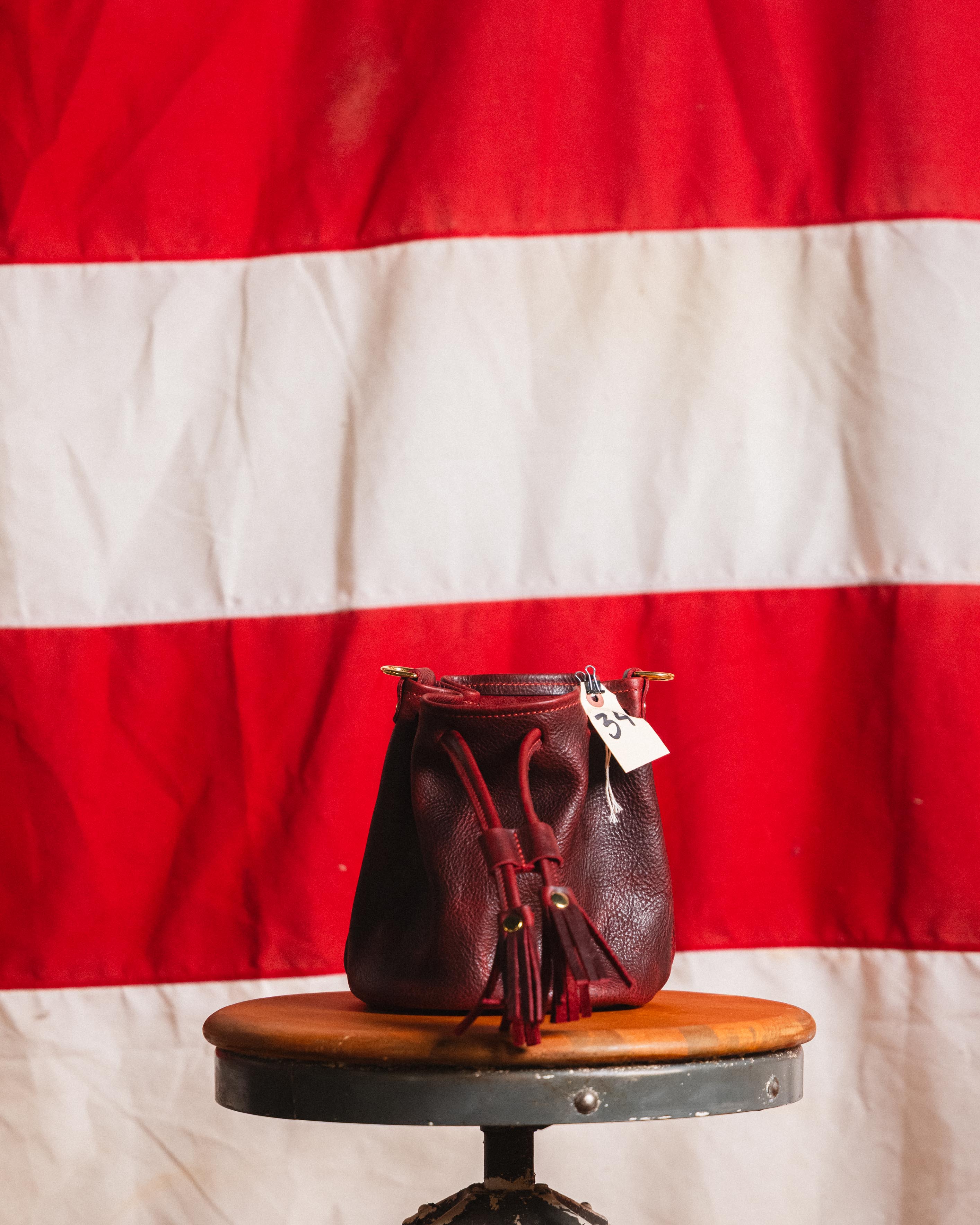 34. Dark Cherry Bulldog Mini Bucket Bag