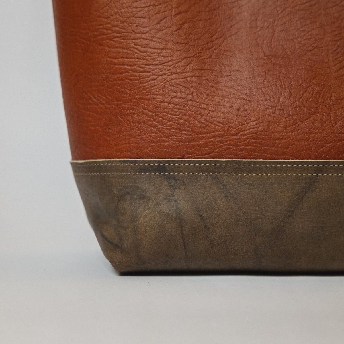 Tan Bison & Olive Crunch East West Panel Tote