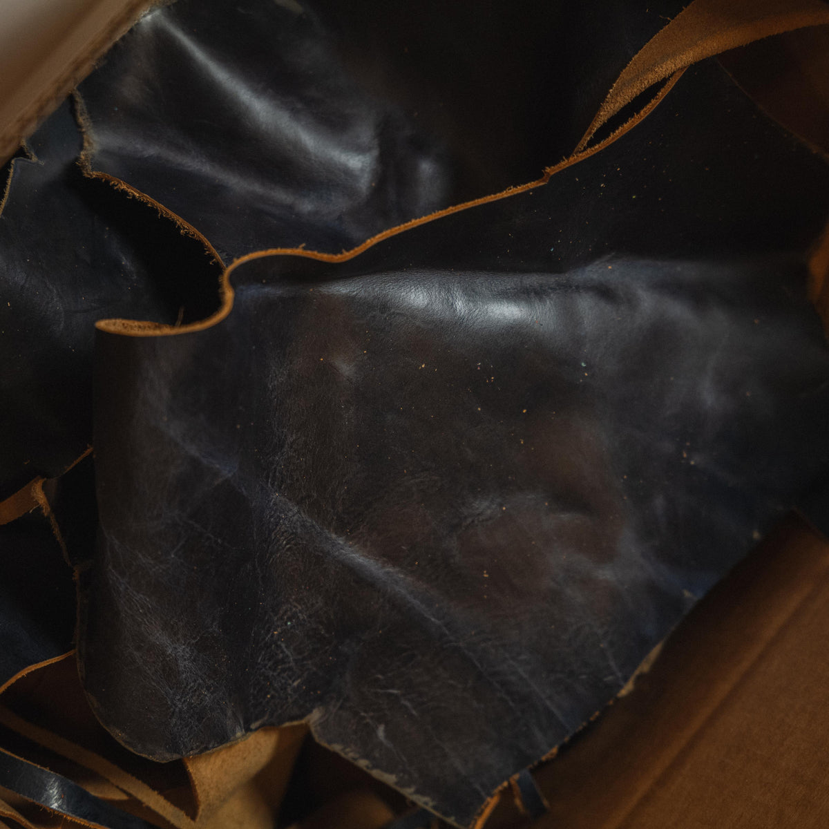 20lbs of Scrap Navy Leather