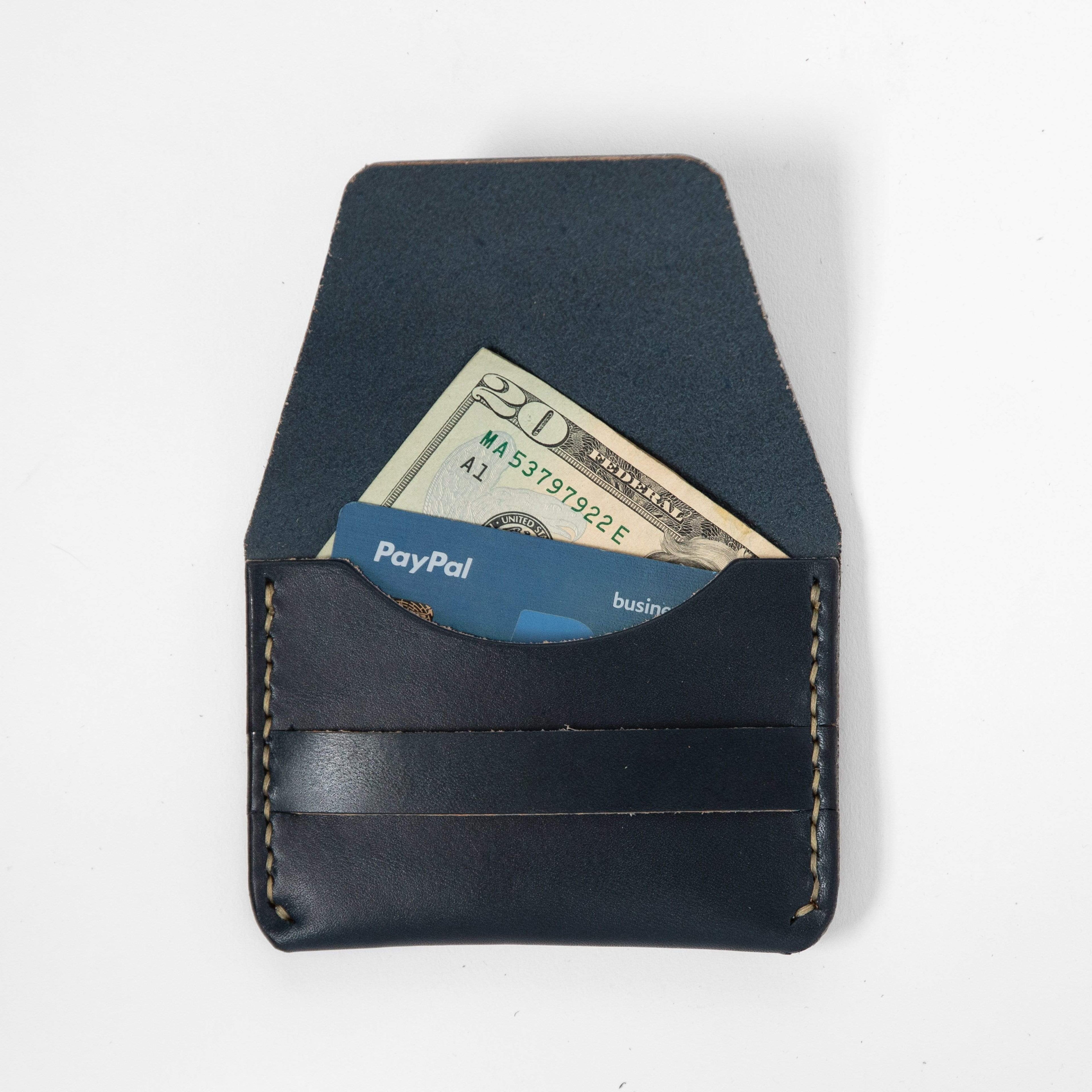 Navy Flap Wallet- mens leather wallet - handmade leather wallets at KMM & Co.