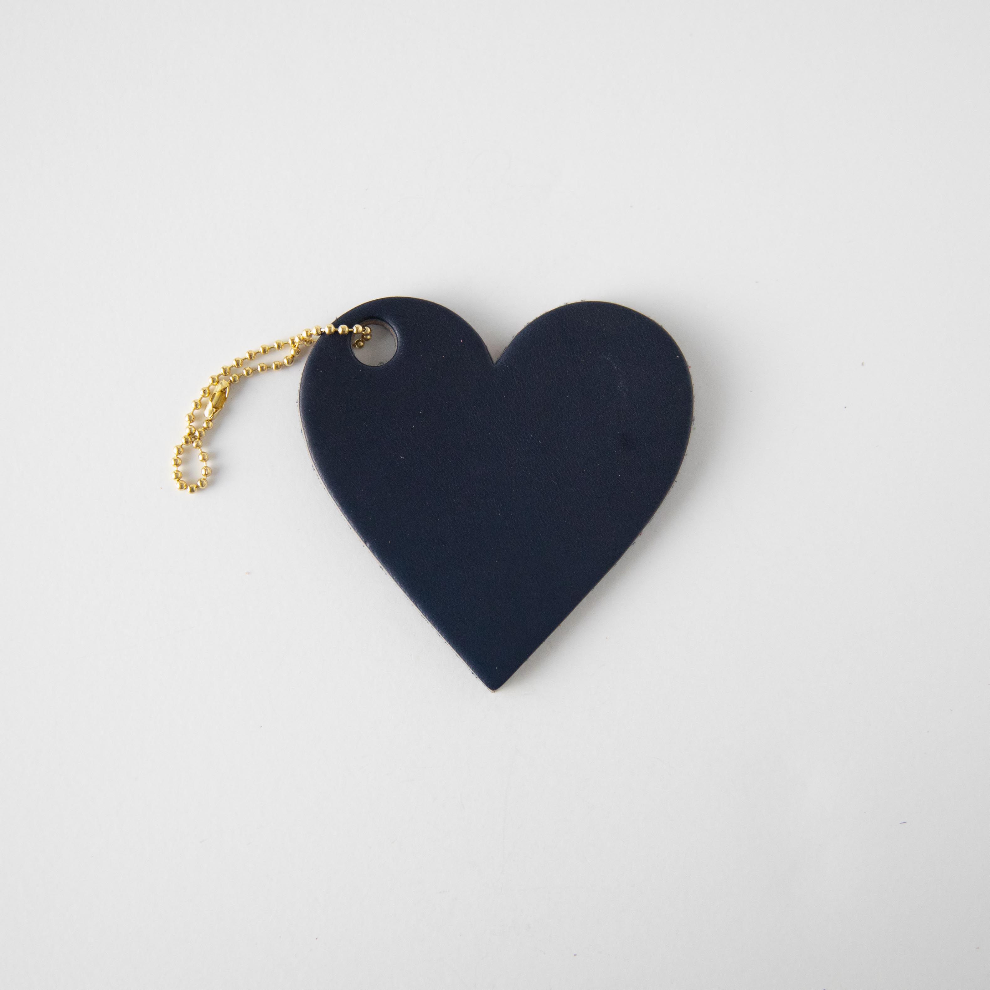 Navy Leather Heart Tag- personalized luggage tags - custom luggage tags - KMM & Co.