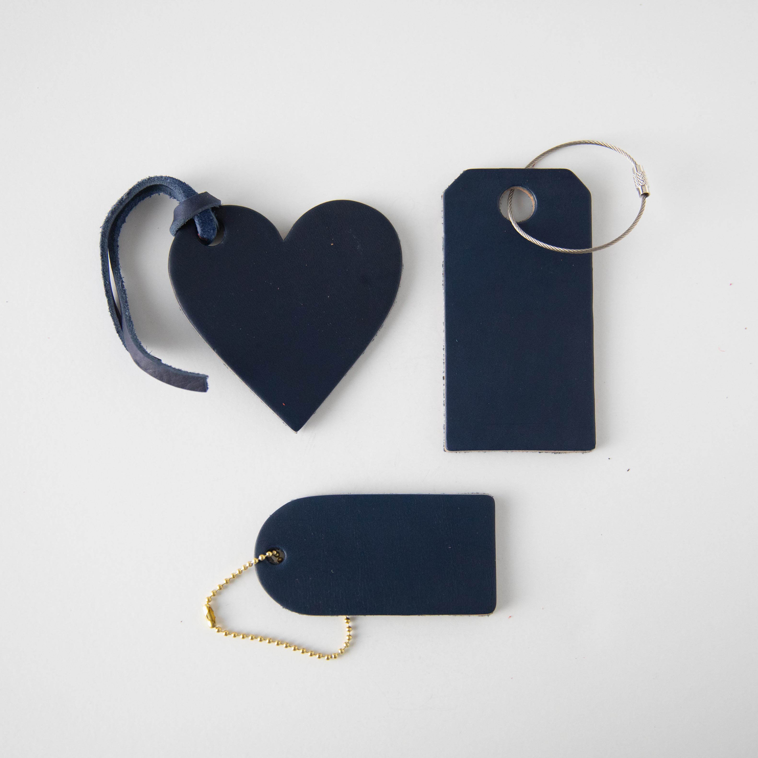 Navy Mini Leather Tag- personalized luggage tags - custom luggage tags - KMM & Co.