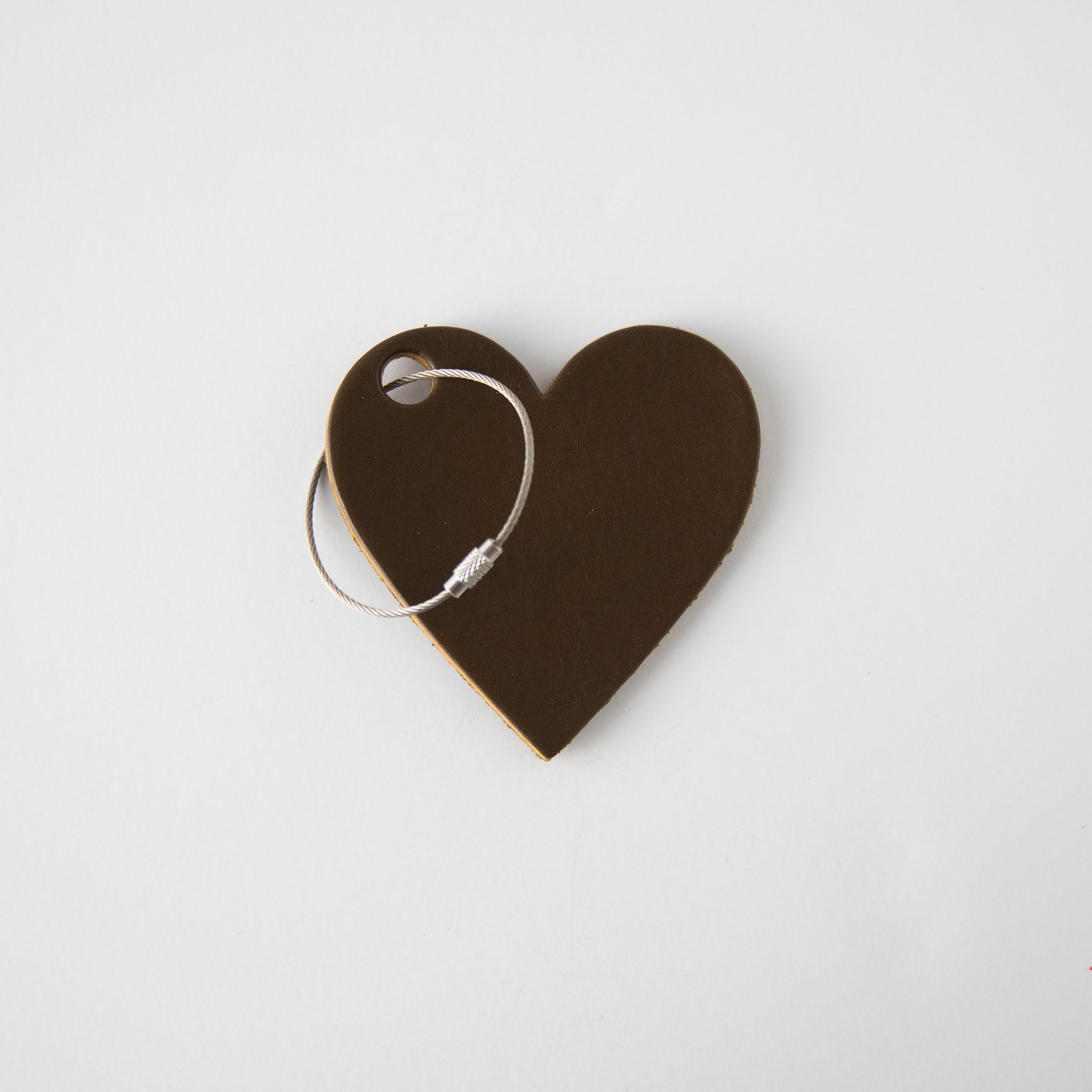 Olive Leather Heart Tag- personalized luggage tags - custom luggage tags - KMM & Co.