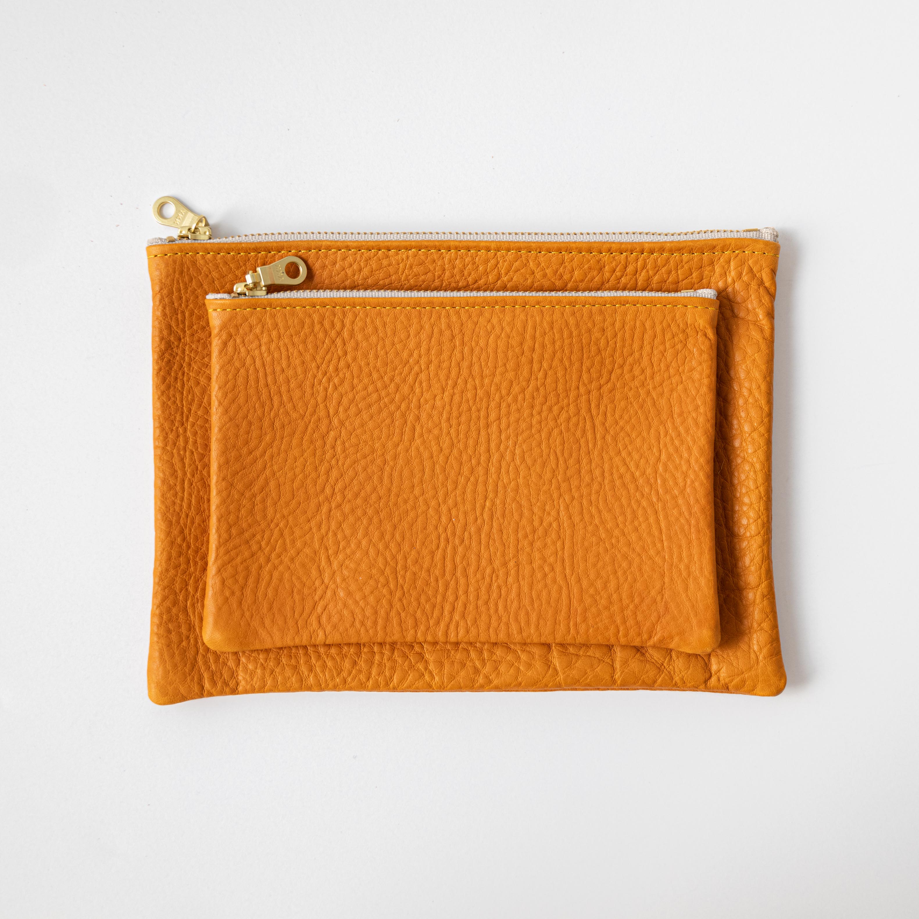 Orange Cypress Small Zip Pouch- small zipper pouch - leather zipper pouch - KMM & Co.