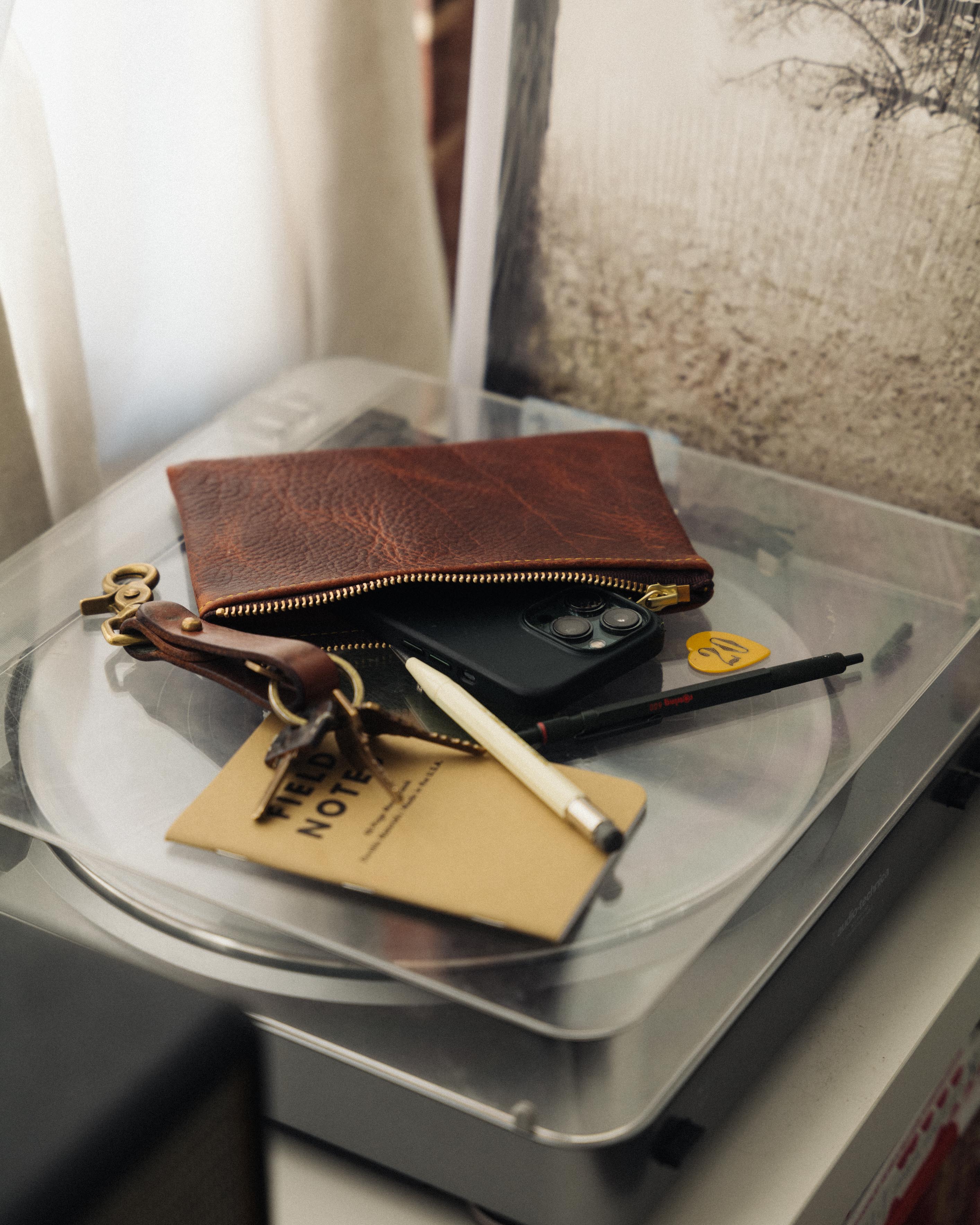 Orange Cypress Small Zip Pouch- small zipper pouch - leather zipper pouch - KMM & Co.
