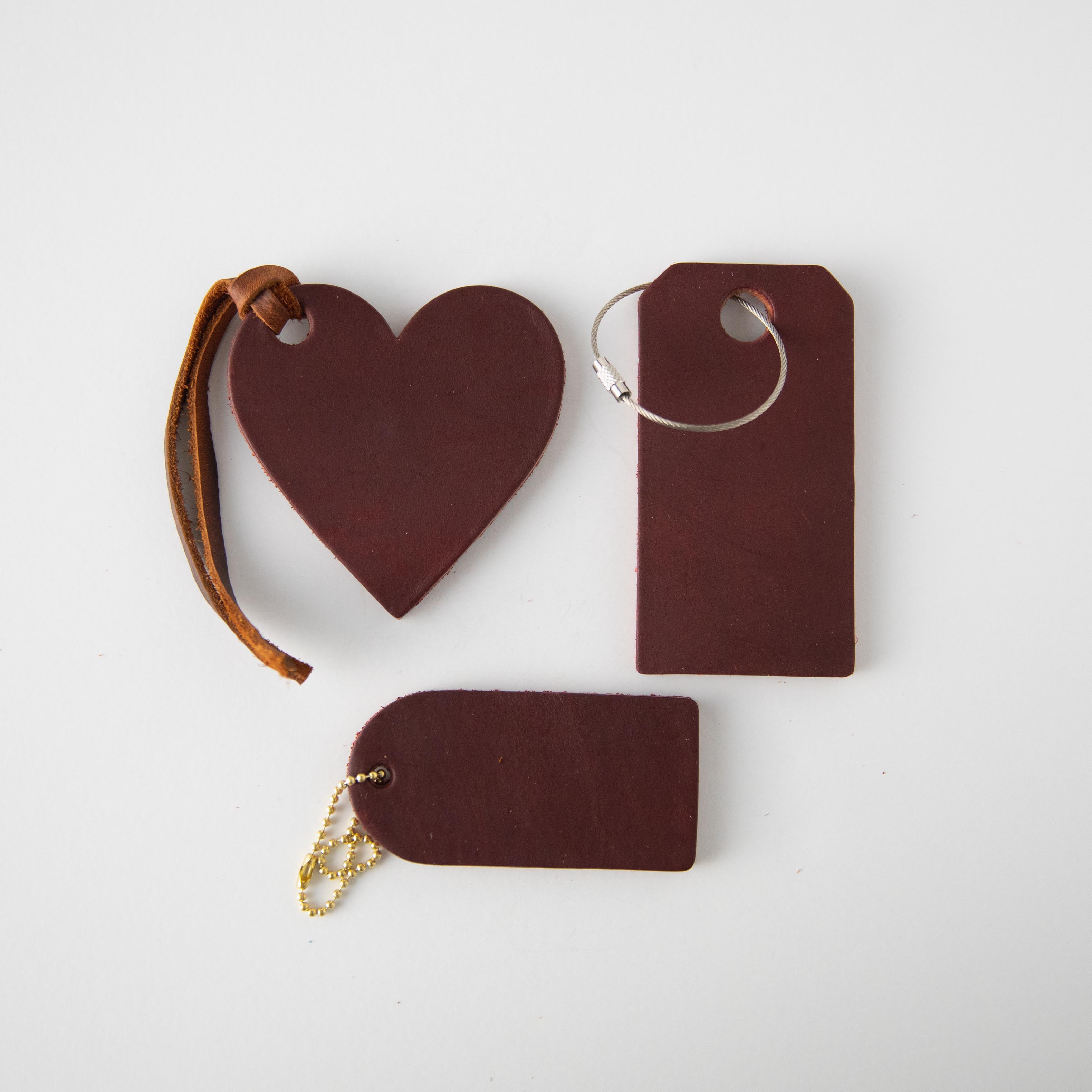 Oxblood Mini Leather Tag- personalized luggage tags - custom luggage tags - KMM & Co.