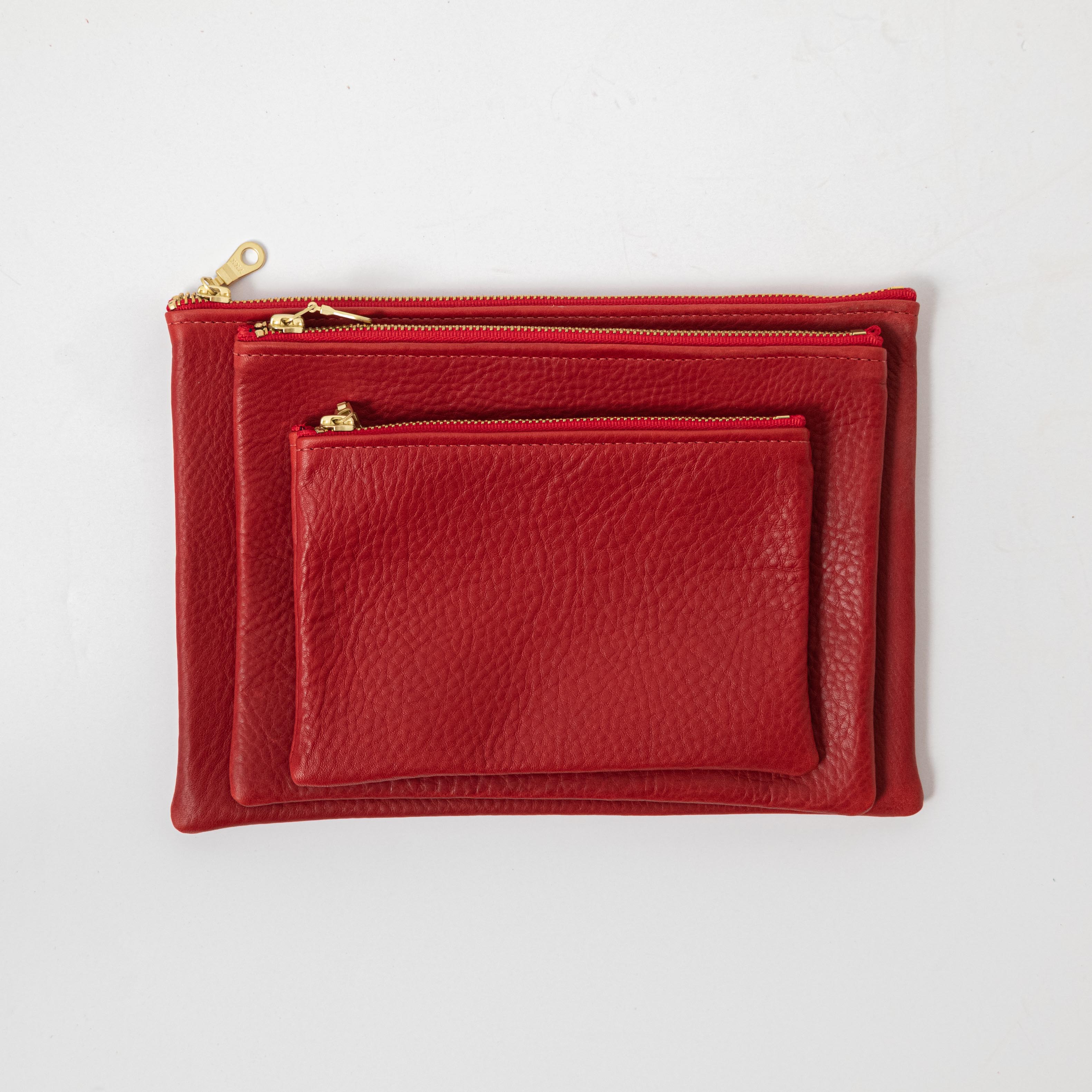 Red Cypress Small Zip Pouch- small zipper pouch - leather zipper pouch - KMM & Co.