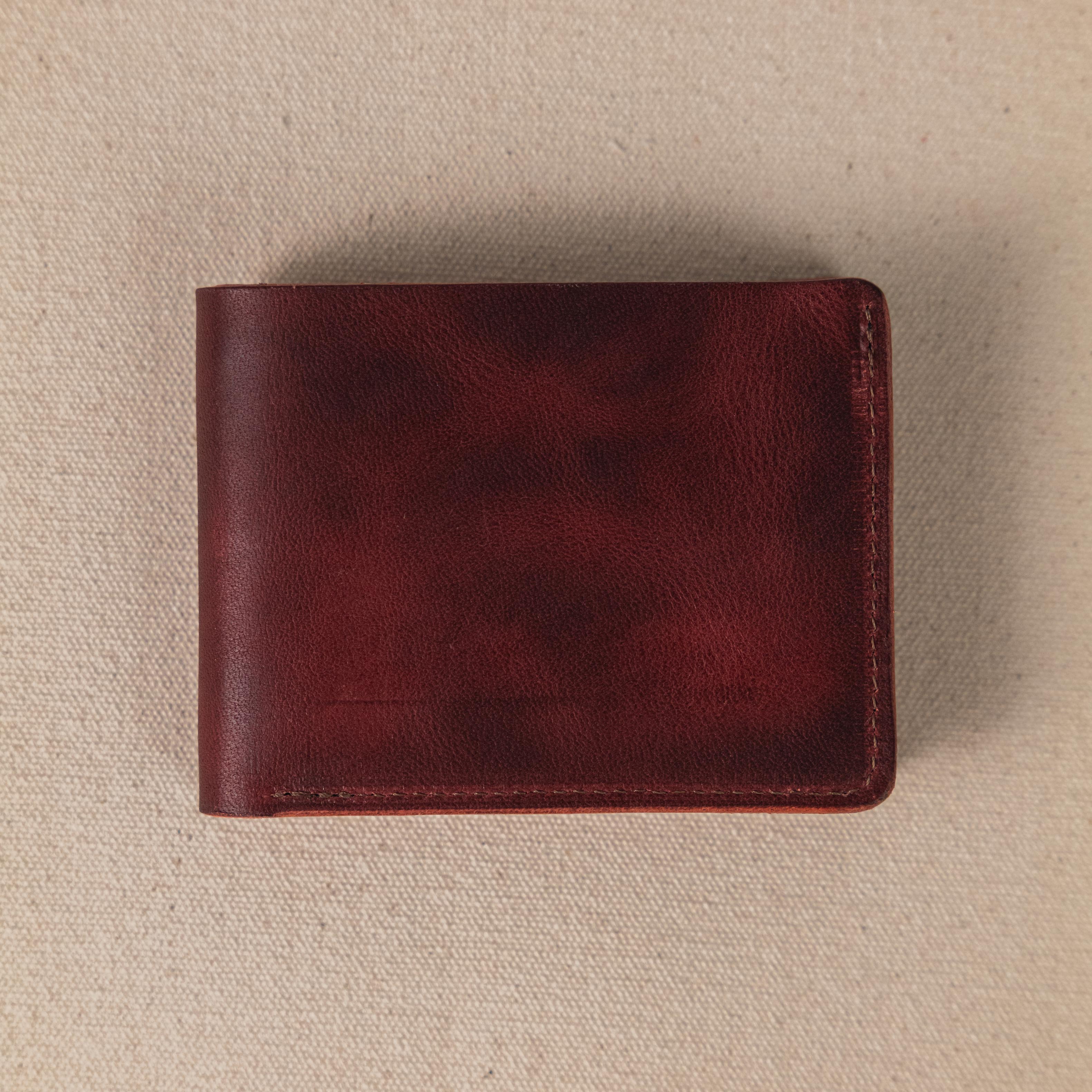 Russet Brown Dublin Billfold- leather billfold wallet - mens leather bifold wallet - KMM & Co.