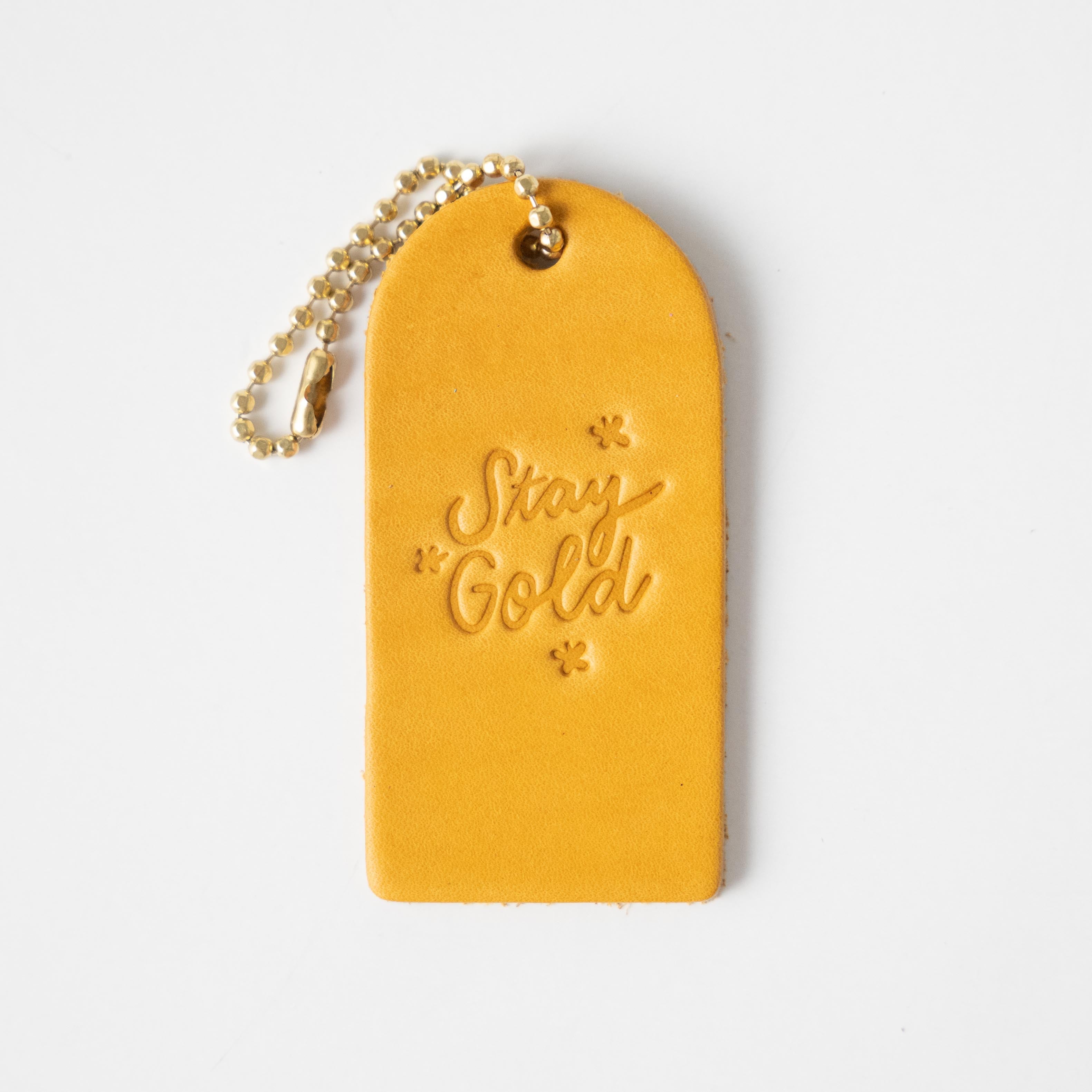 Stay Gold Mini Leather Tag- personalized luggage tags - custom luggage tags - KMM & Co.
