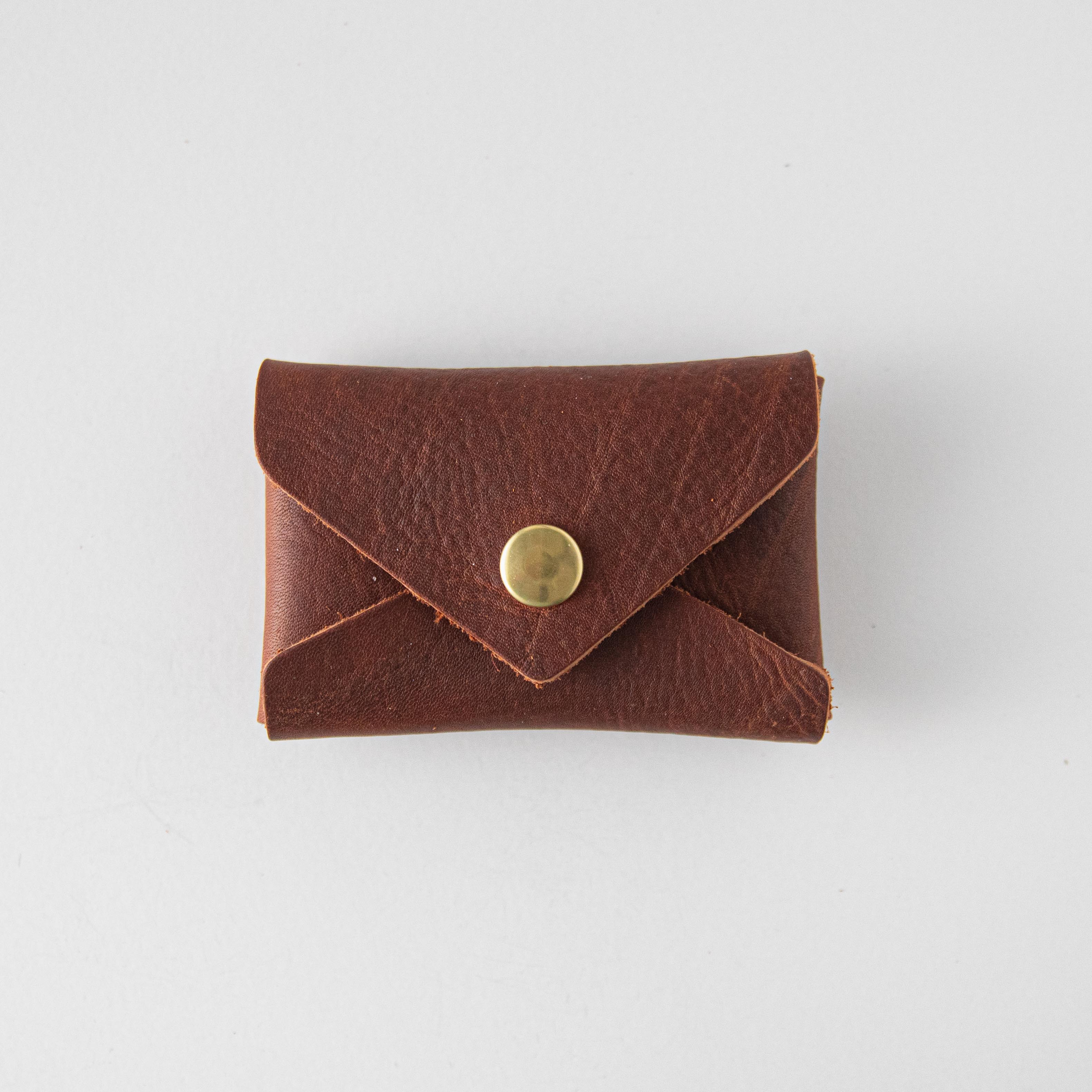 Tan Kodiak Card Envelope- card holder wallet - leather wallet made in America at KMM & Co.