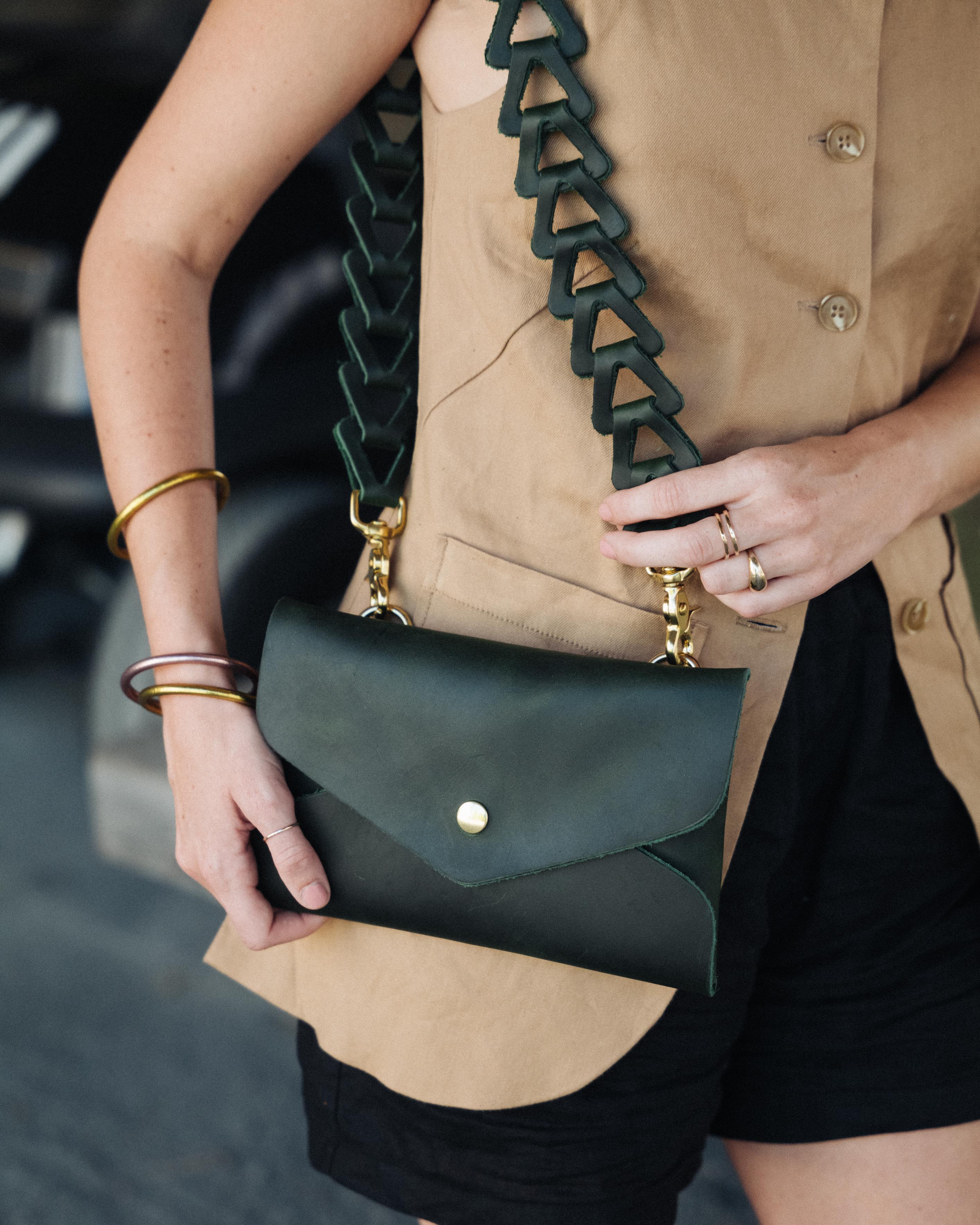 Tan Kodiak Envelope Clutch- leather clutch bag - handmade leather bags - KMM & Co.