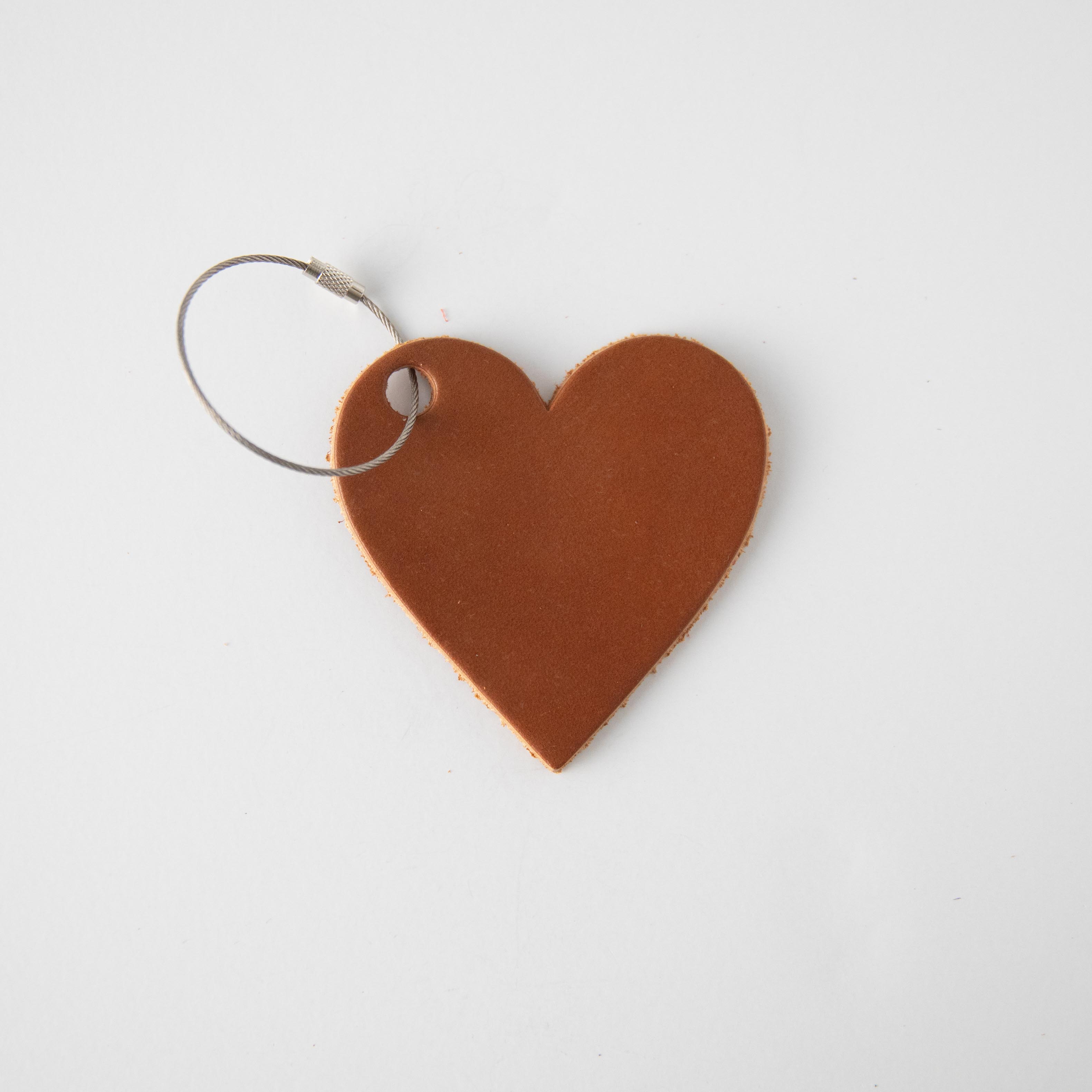 Tan Leather Heart Tag- personalized luggage tags - custom luggage tags - KMM & Co.