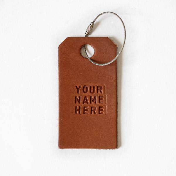 Tan Leather Tag- personalized luggage tags - custom luggage tags - KMM & Co.