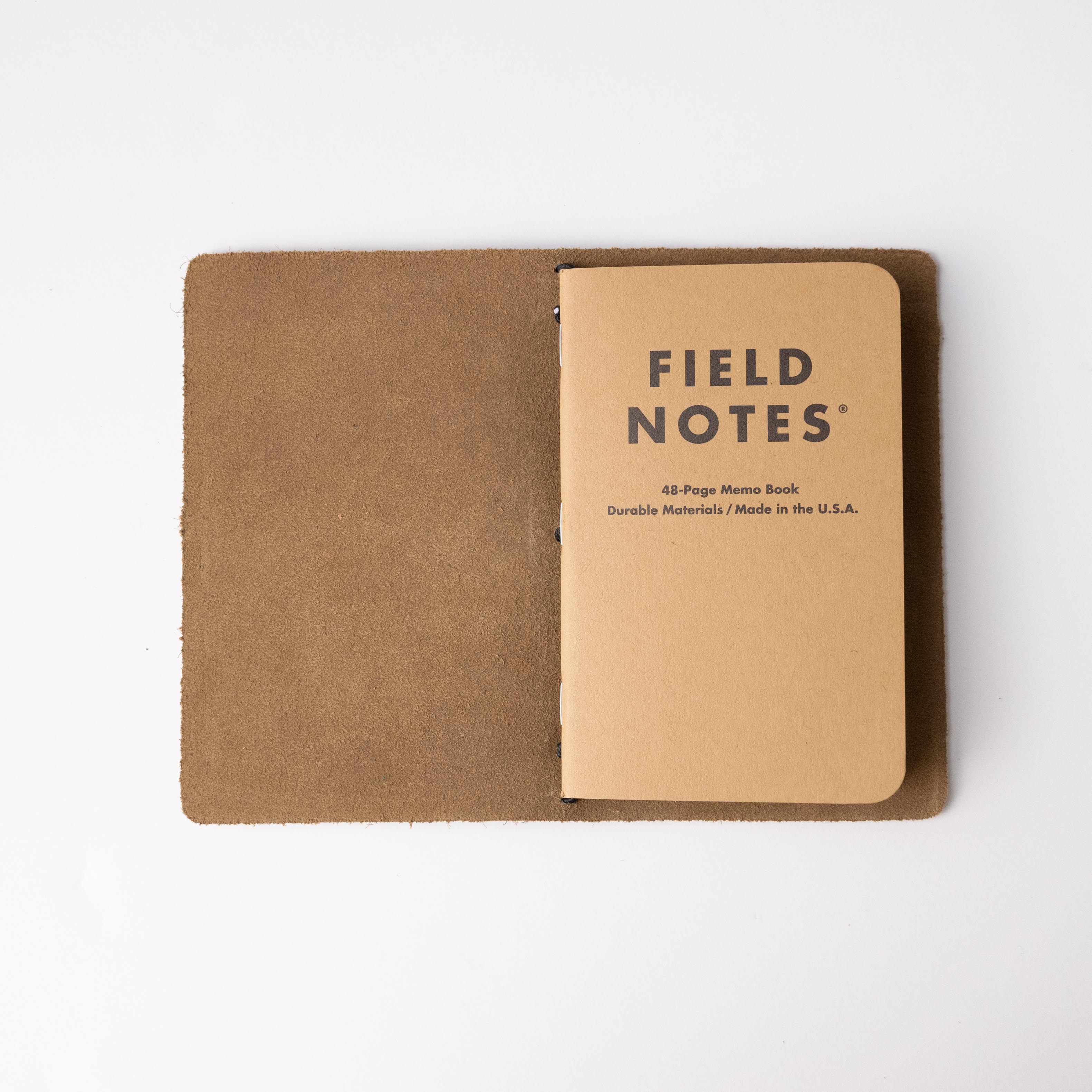 Tan Suede Travel Notebook- leather journal - leather notebook - KMM & Co.