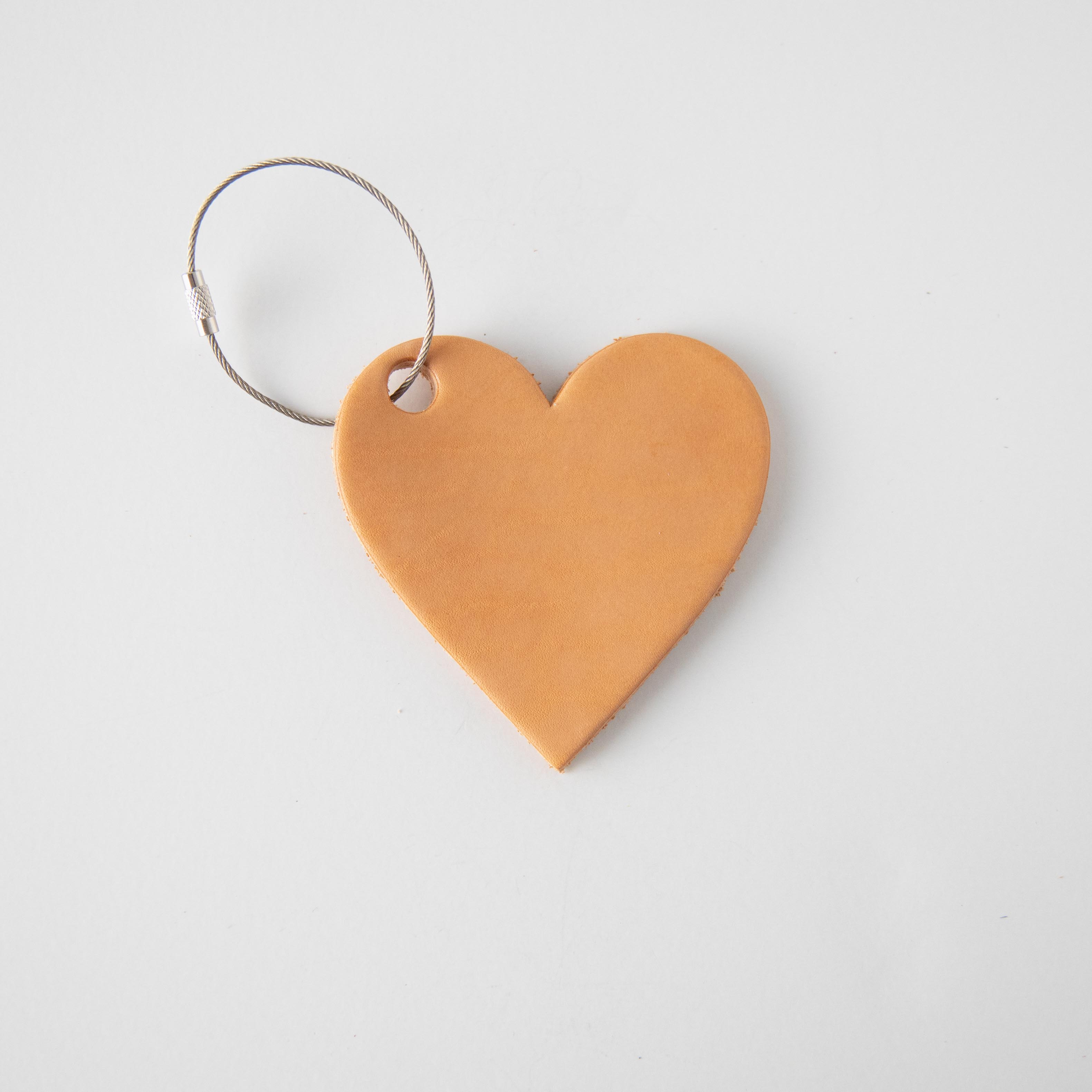 Vegetable Tan Leather Heart Tag- personalized luggage tags - custom luggage tags - KMM & Co.