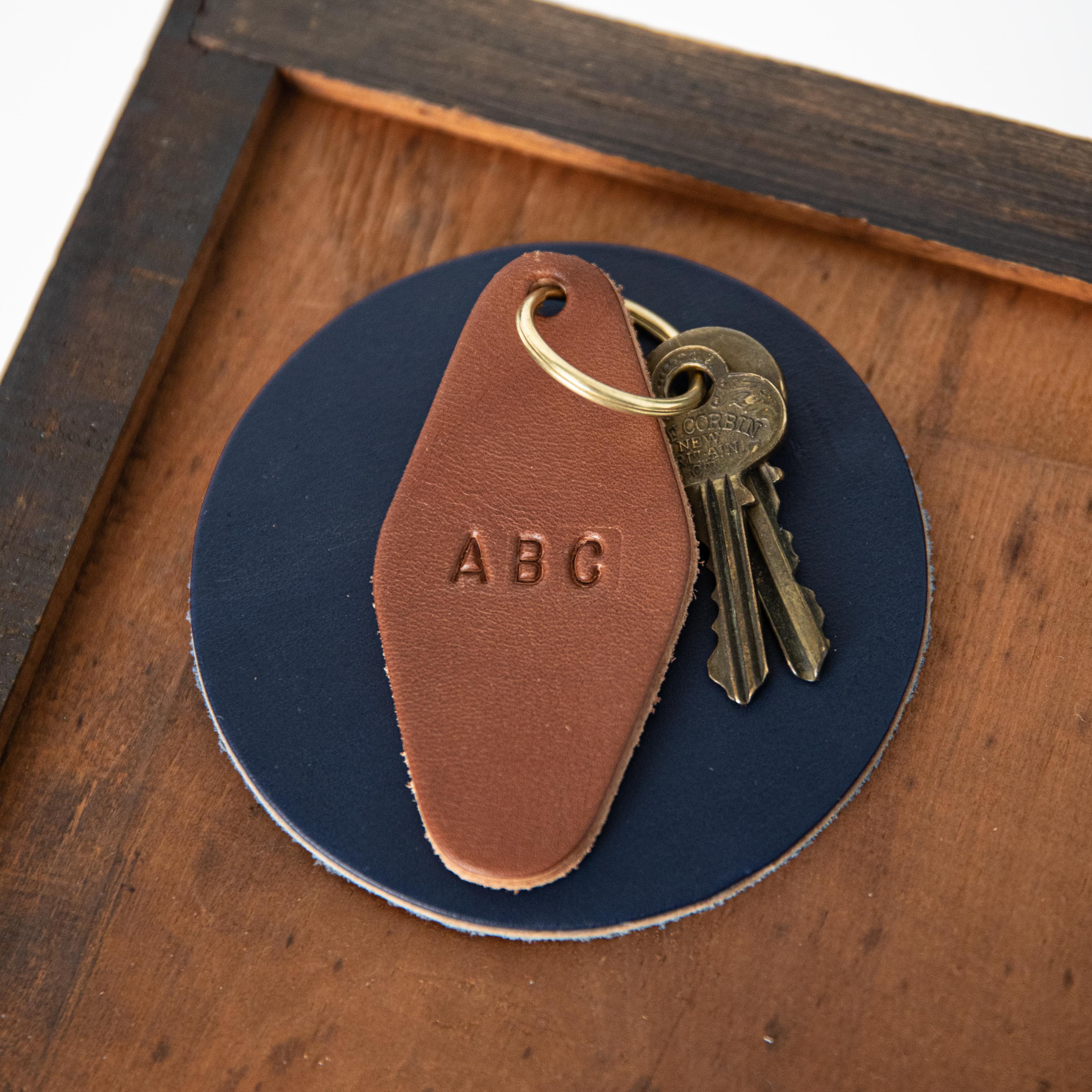 Vegetable Tanned Hotel Key Fob- leather keychain - leather key holder - leather key fob - KMM & Co.
