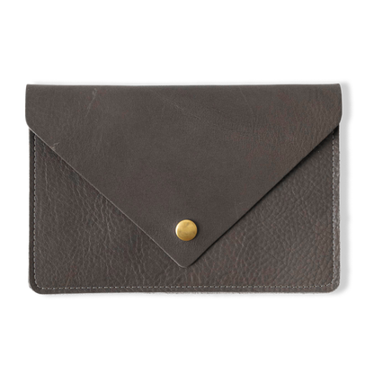 Grey Cypress Leather Clutch