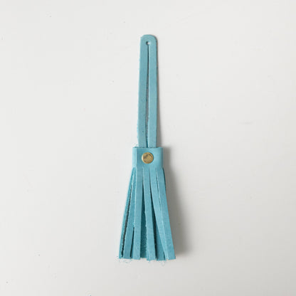 Aegean Blue Leather Tassel- leather tassel keychain - KMM &amp; Co.