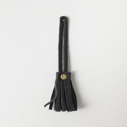 Black Harvest Mini Tassel- leather tassel keychain - KMM &amp; Co.