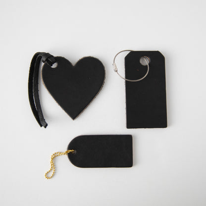 Black Leather Heart Tag- personalized luggage tags - custom luggage tags - KMM &amp; Co.