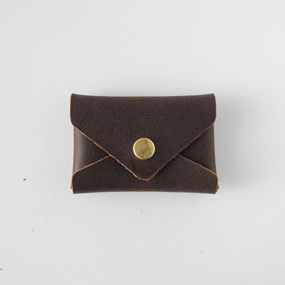 Brown Kodiak Card Envelope- card holder wallet - leather wallet made in America at KMM &amp; Co.