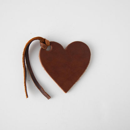 Brown Leather Heart Tag- personalized luggage tags - custom luggage tags - KMM &amp; Co.
