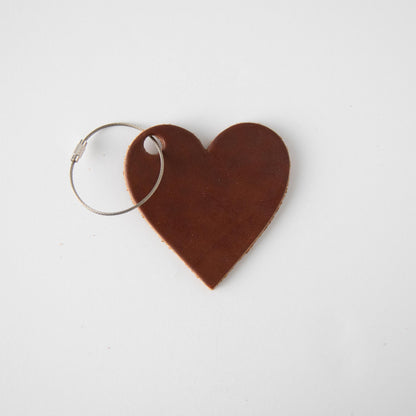 Brown Leather Heart Tag- personalized luggage tags - custom luggage tags - KMM &amp; Co.