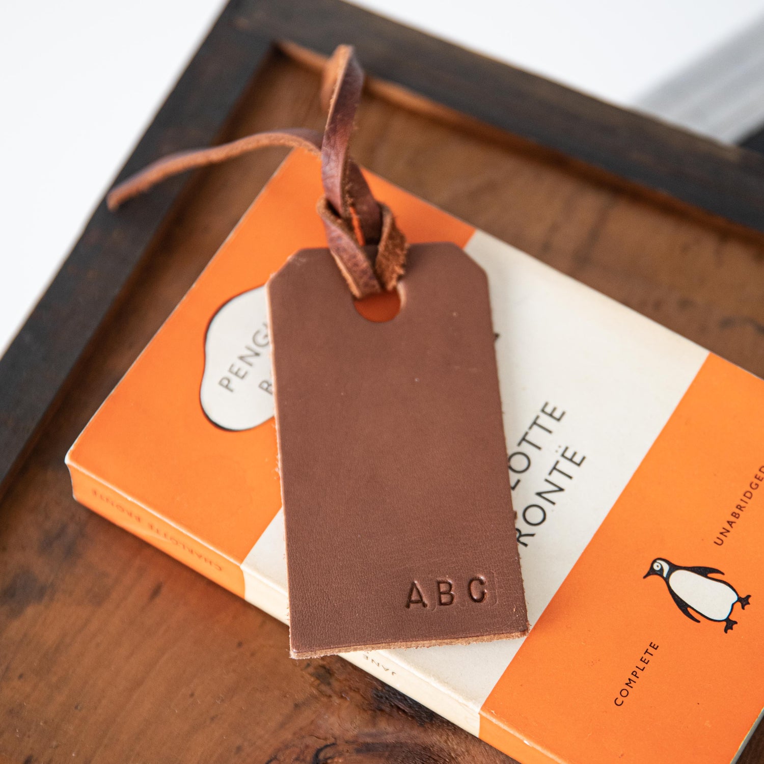 Brown Leather Tag- personalized luggage tags - custom luggage tags - KMM &amp; Co.