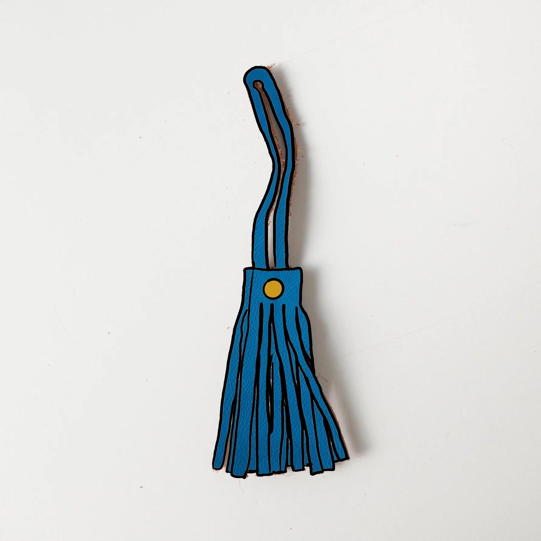 Cerulean Cypress Leather Tassel- leather tassel keychain - KMM &amp; Co.