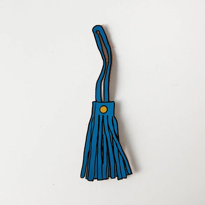 Cerulean Cypress Leather Tassel- leather tassel keychain - KMM &amp; Co.