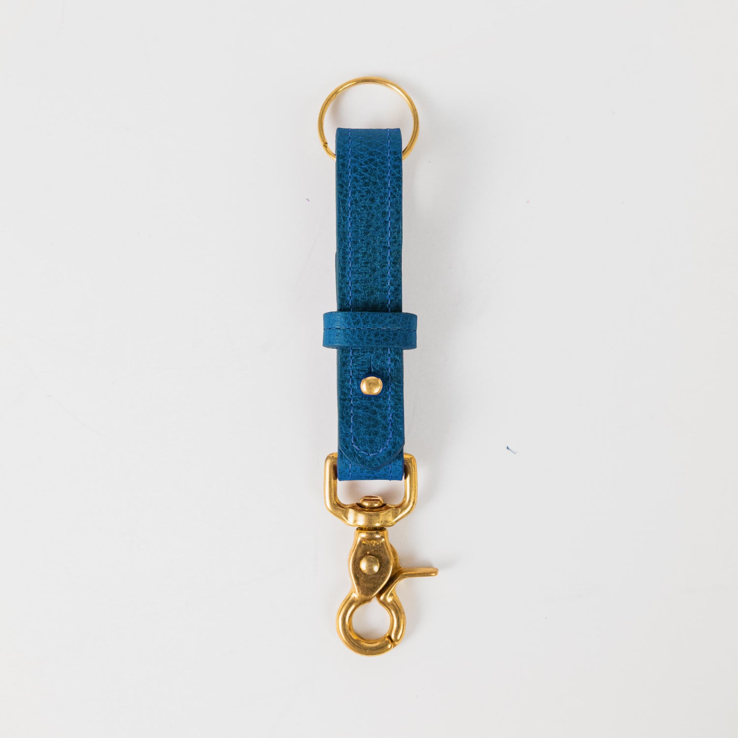 Cobalt Bulldog Key Lanyard- leather keychain for men and women - KMM &amp; Co.