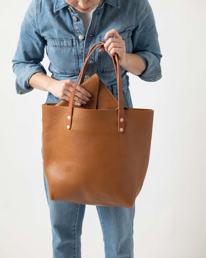 Cognac Cypress Tote- cognac tote bag handmade in America