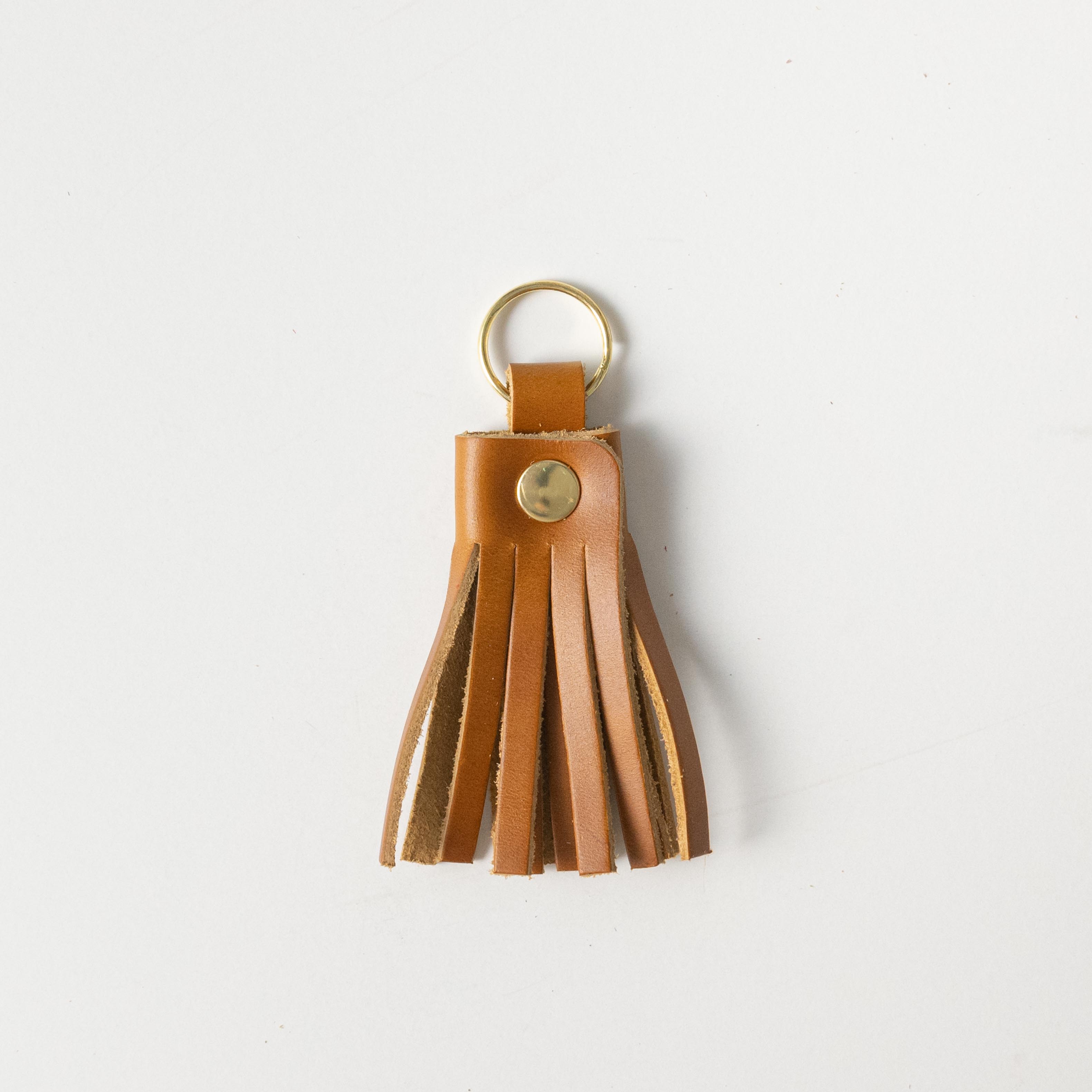Cognac Heritage Tassel Keychain- leather tassel keychain - KMM &amp; Co.