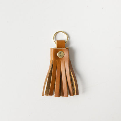 Cognac Heritage Tassel Keychain- leather tassel keychain - KMM &amp; Co.