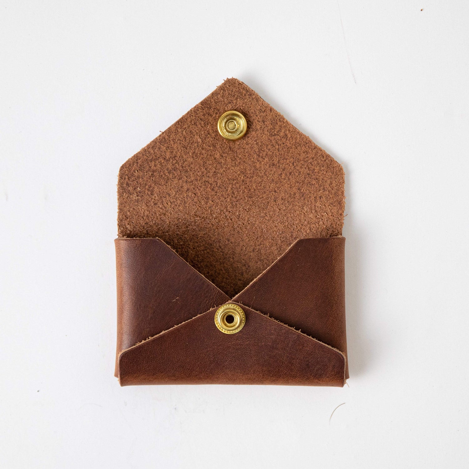 English Tan Card Envelope- card holder wallet - leather wallet made in America at KMM &amp; Co.