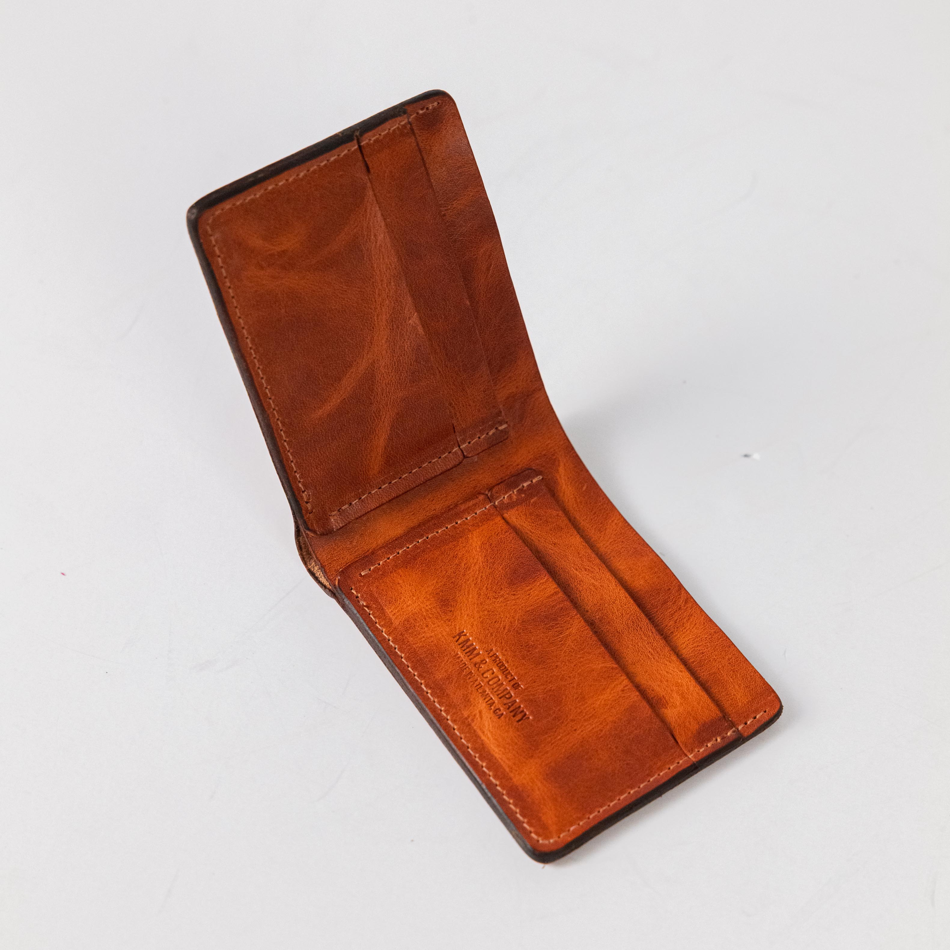 English Tan Dublin Billfold- leather billfold wallet - mens leather bifold wallet - KMM &amp; Co.